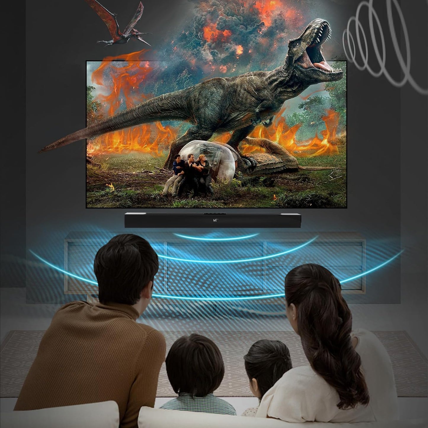 Sound Bar, Soundbar for TV 60W Powerful HD HiFi Stereo Sound Soundbars Bluetooh 5.0 Wireless Control with ARC AUX Opt (26.7IN)