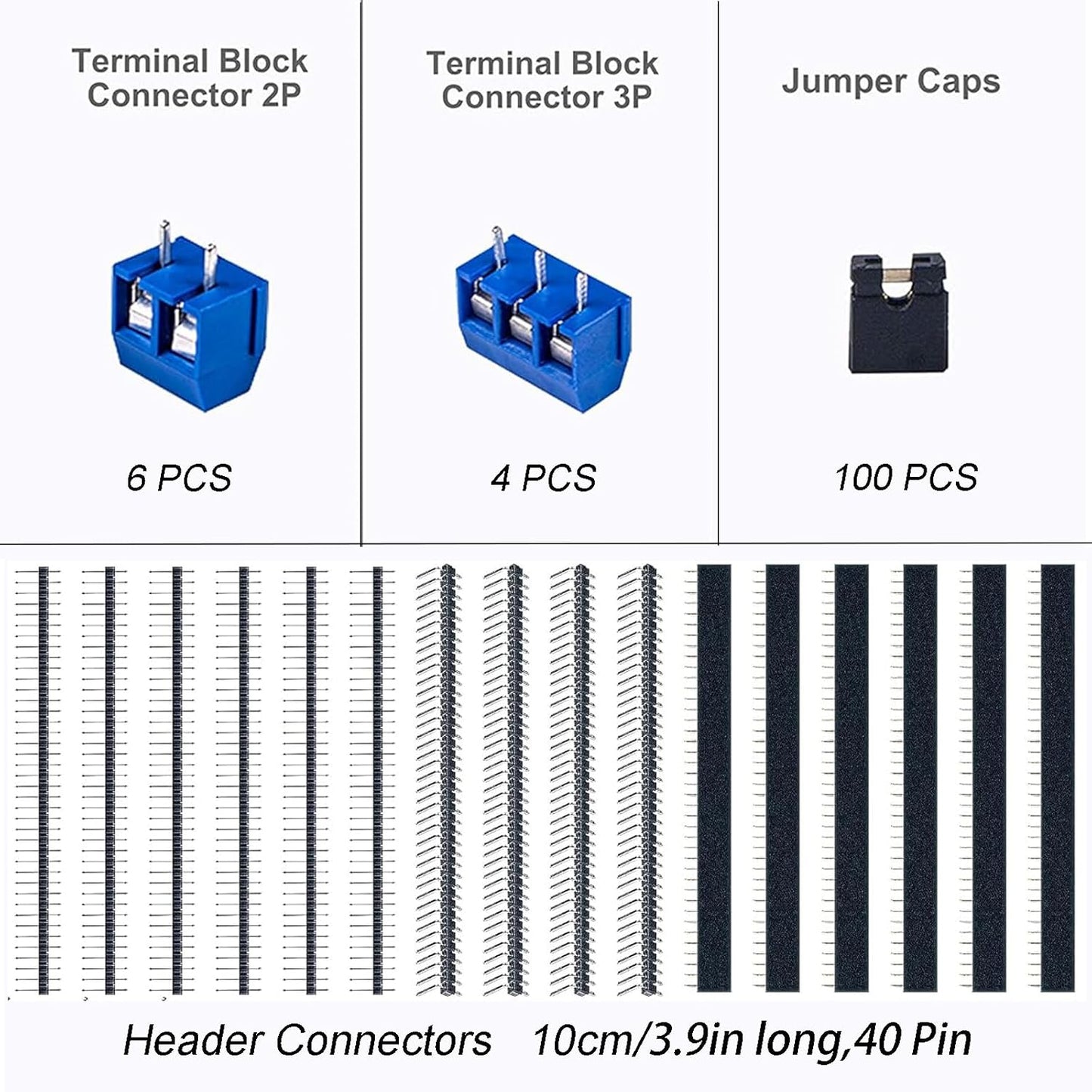 174-Piece PCB Circuit Board Prototype Kit, Double-Sided Perf Boards in 6 Sizes (Large, Medium, Small), Compatible with Arduino, Includes 40-Pin 2.54mm Male and Female Headers