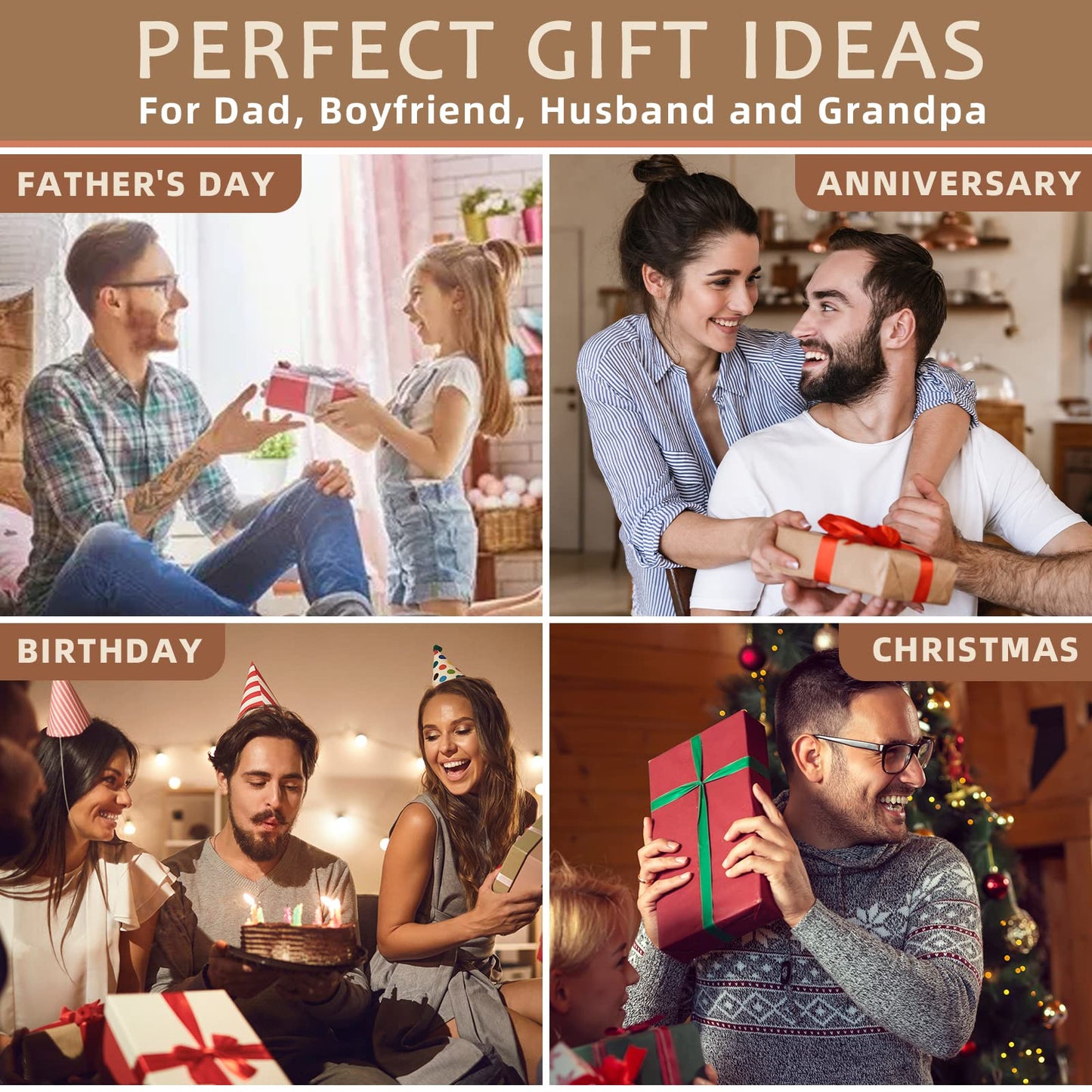 Gifts for Men Dad from Daughter Son Christmas, Wood Phone Docking Station with Drawer, Husband Birthday Gifts Him Boyfriend from Wife Anniversary Nightstand Organizer Xmas Stocking Stuffers