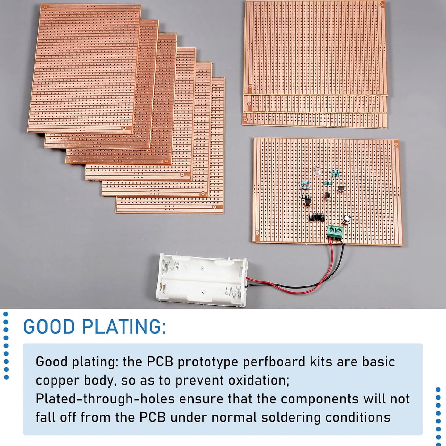 10 PCS 73mm x 100mm PCB Board Prototype Kit Protoboard Copper Strip Board Circuit Board Breadboards 957 Holes Perfboard Universal Printed Circuit Breadboard for DIY Soldering Electronic Projects