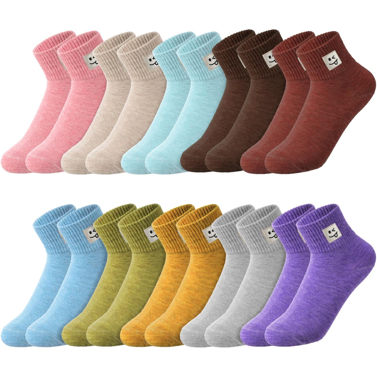 Eurzom 10 Pairs Socks Elastic Ankle Length Cotton Socks Aesthetic Socks Cute Socks Lightweight Low Cut Socks for Women Girl