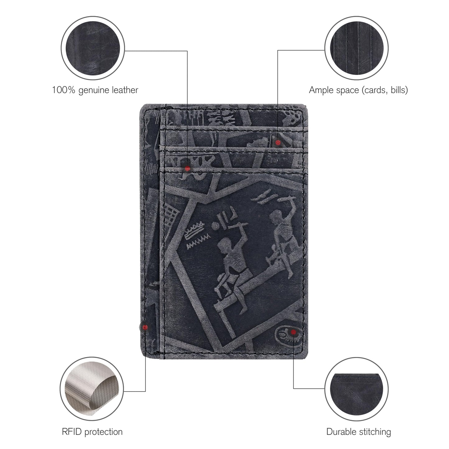 Leather Minimalist Wallet for Men & Women RFID Front Pocket Leather Card Holder Wallets