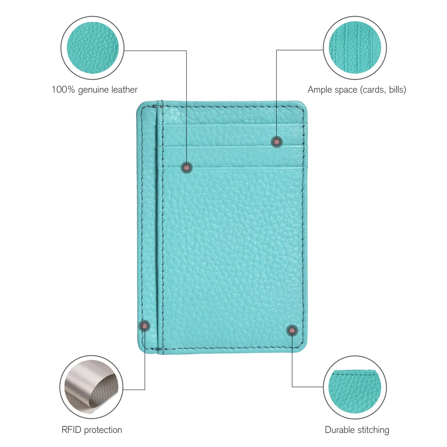Leather Minimalist Wallet for Men & Women RFID Front Pocket Leather Card Holder Wallets