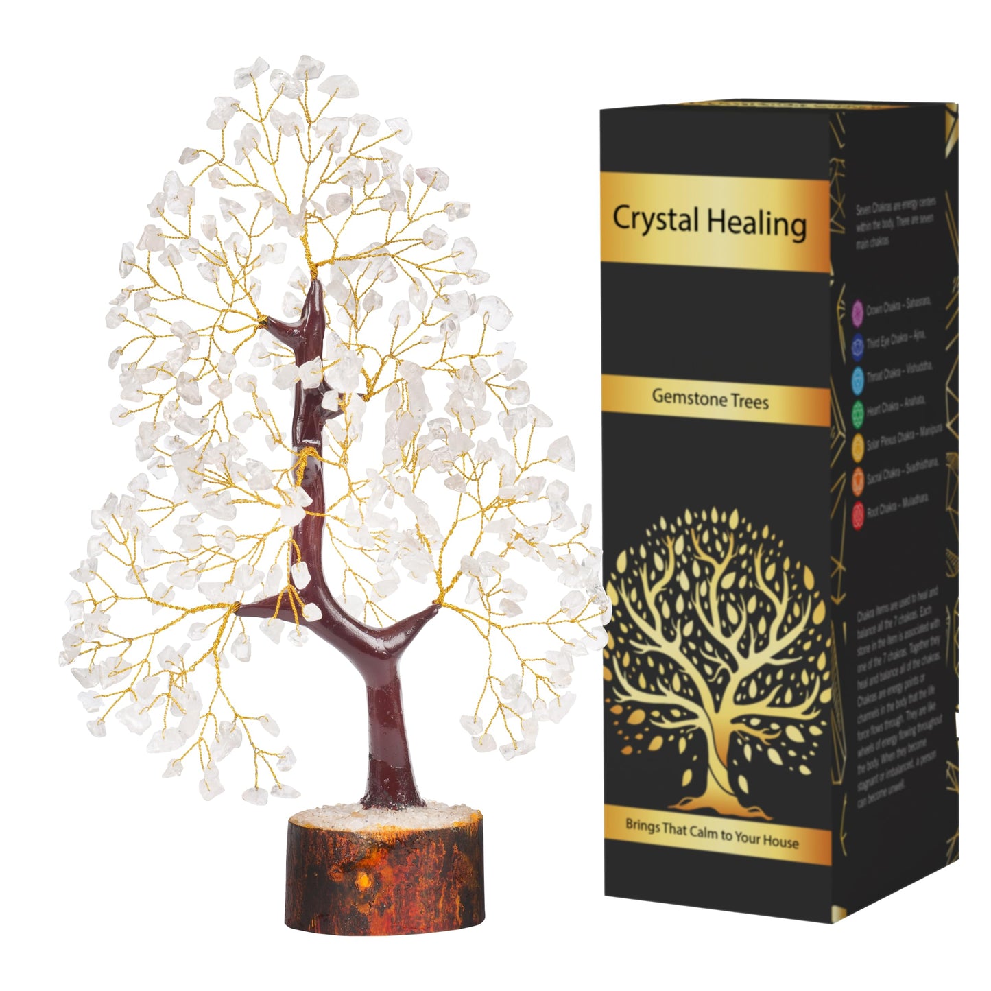 7 Chakra Tree, Crystals and Healing Stones, Chakra Tree of Life Crystal Tree for Positive Energy, Birthday Gifts for Women, Home Office Decor, House Warming Gifts New Home, Spiritual Gifts