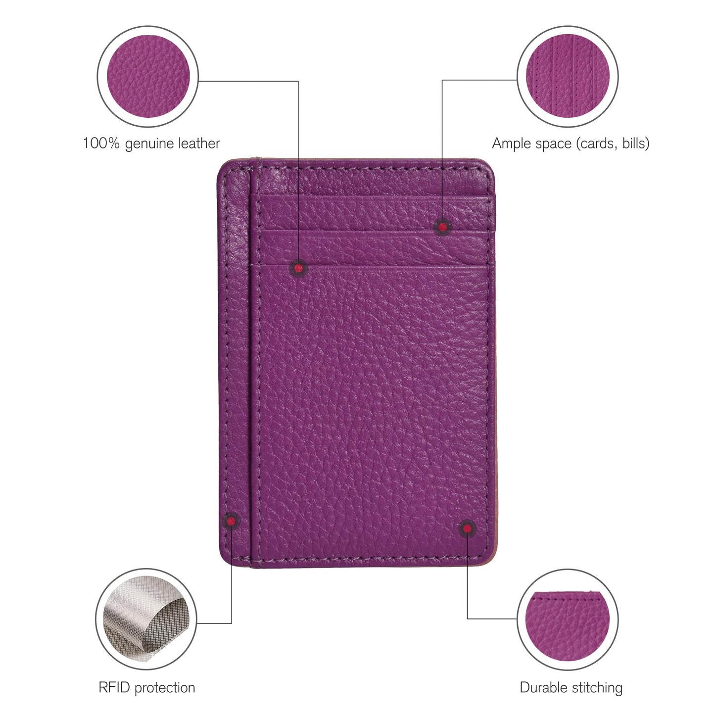 Leather Minimalist Wallet for Men & Women RFID Front Pocket Leather Card Holder Wallets