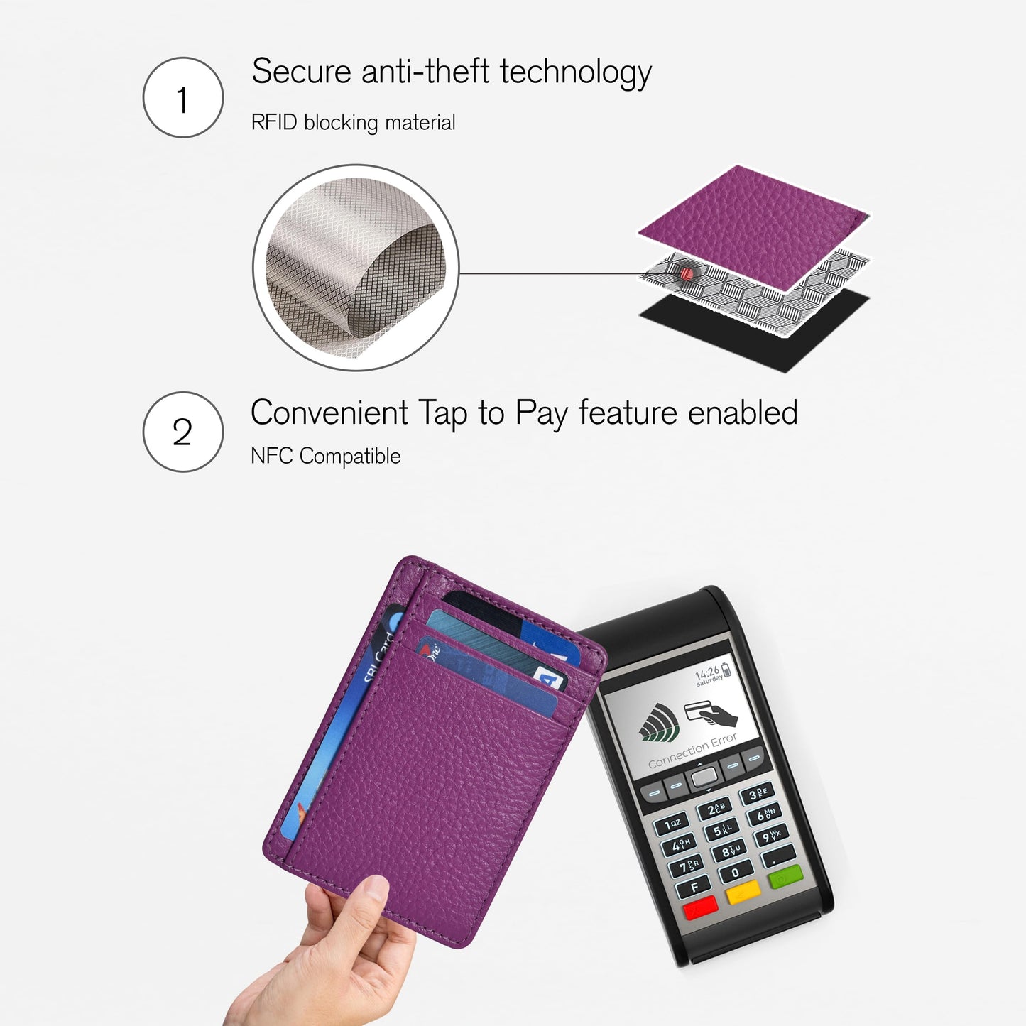 Leather Minimalist Wallet for Men & Women RFID Front Pocket Leather Card Holder Wallets