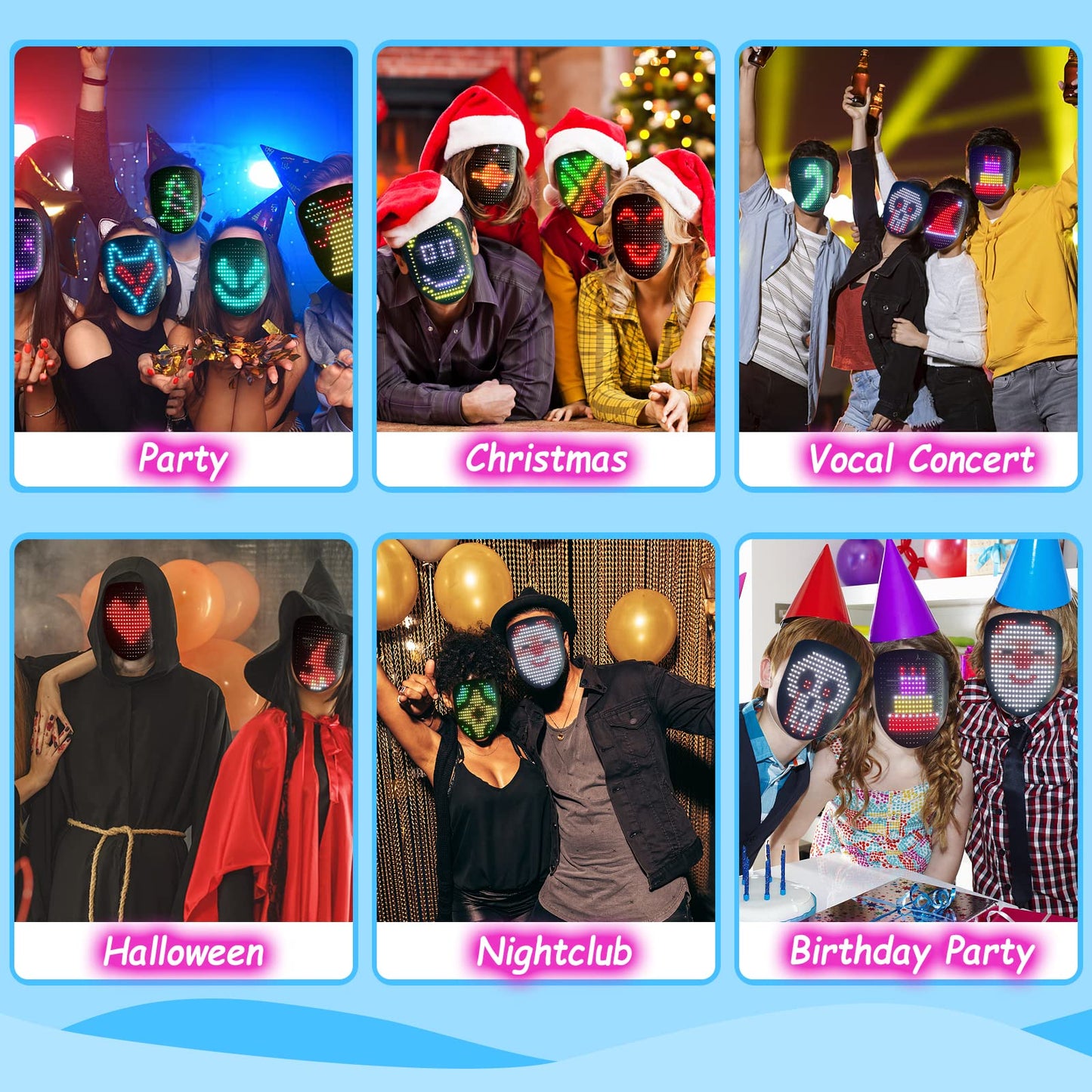 Depointer Life Led Mask with Gesture Sensing,Unisex LED Lighted Face Transforming Mask for Costume Cosplay Party Masquerade