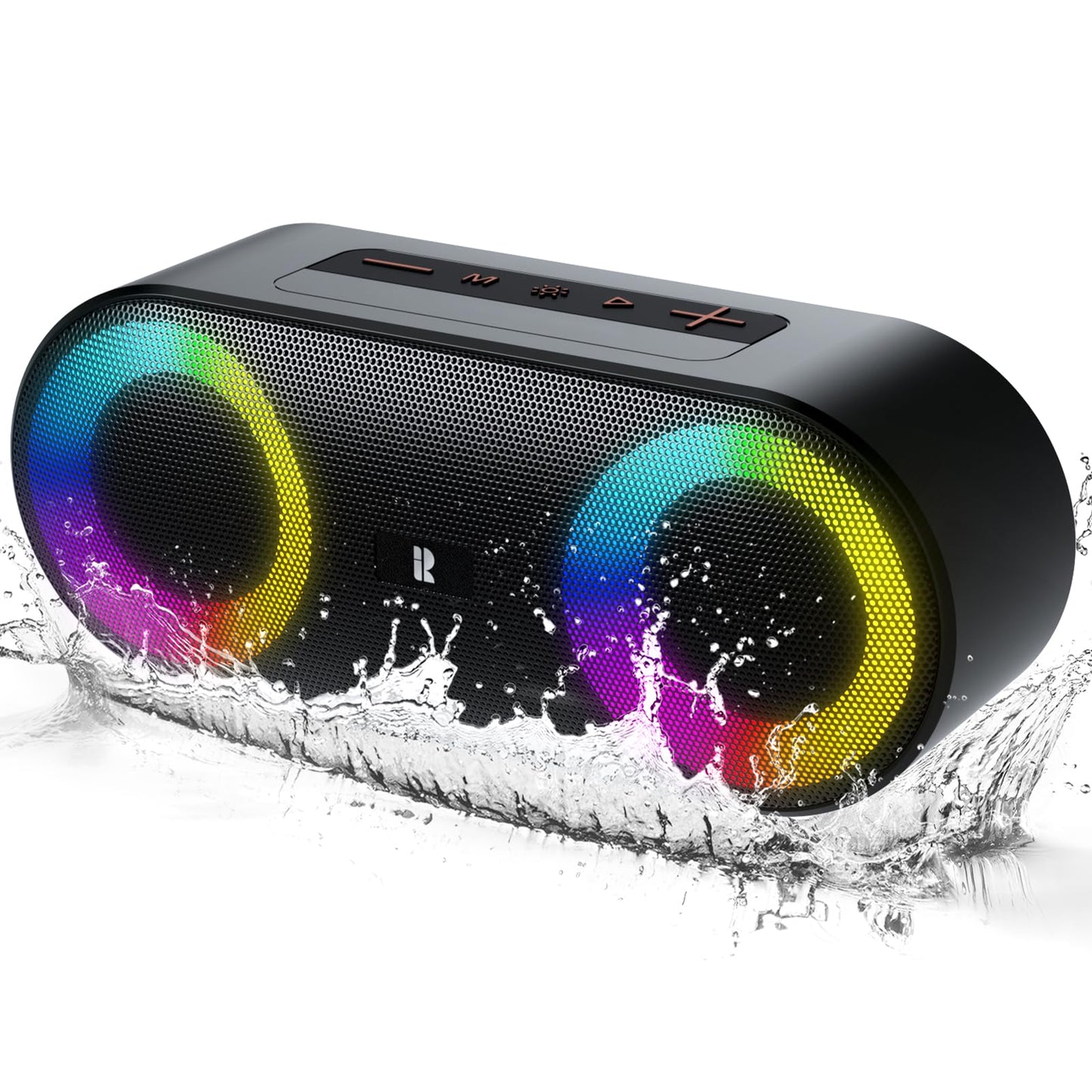 Bluetooth Speakers, [Blod Bass & Dynamic Lights] Portable Wireless Speaker with 20W Powerful Sound, 24Hrs Playtime, Build-in MIC, IP66 Waterproof/Dustproof Blue Tooth Speaker