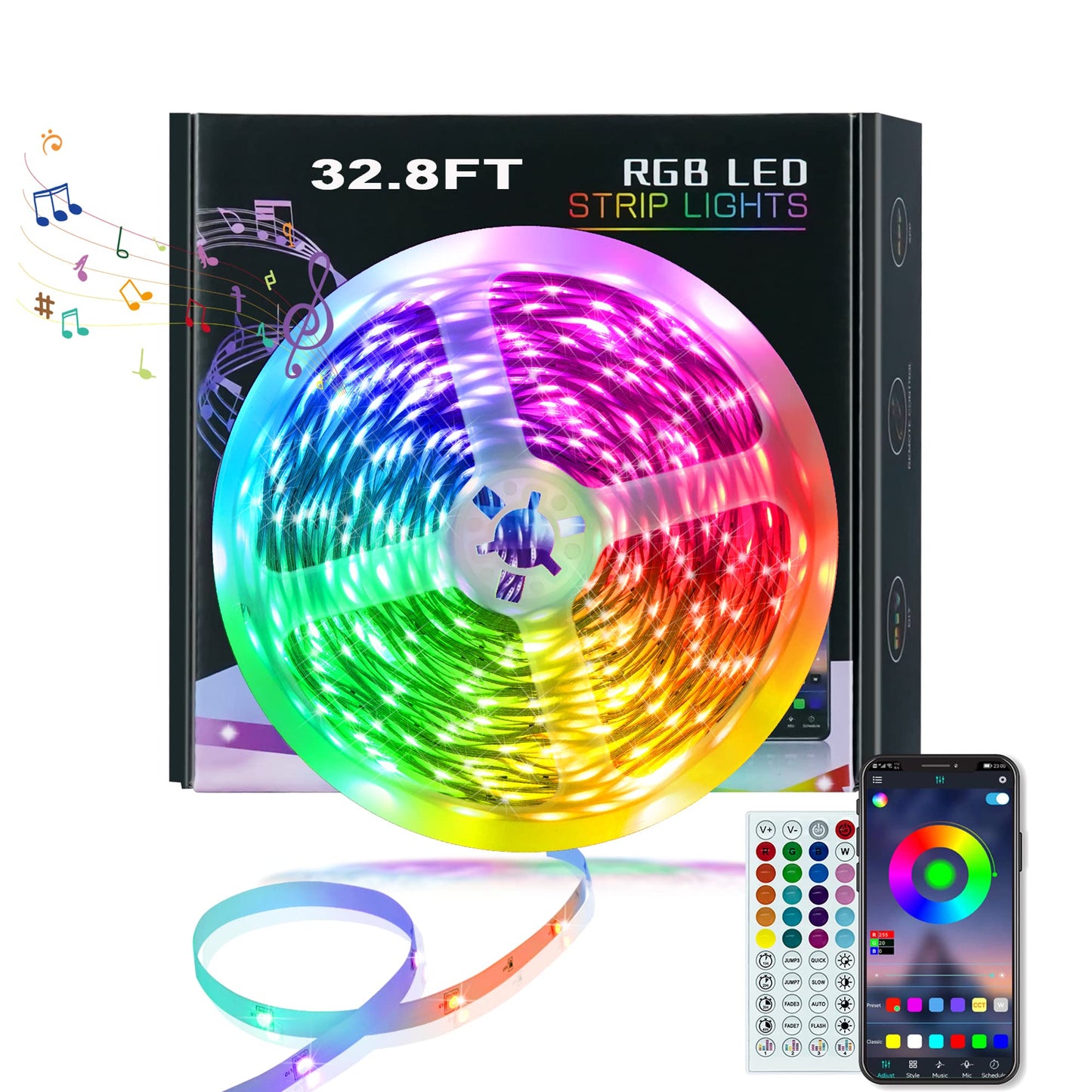 KEELIXIN 65.6ft LED Lights for Bedroom, Music Sync RGB LED Strip Lights with APP & Remote Control, Luces LED para Cuarto, Bluetooth LED Lights for Room, Home Decoration