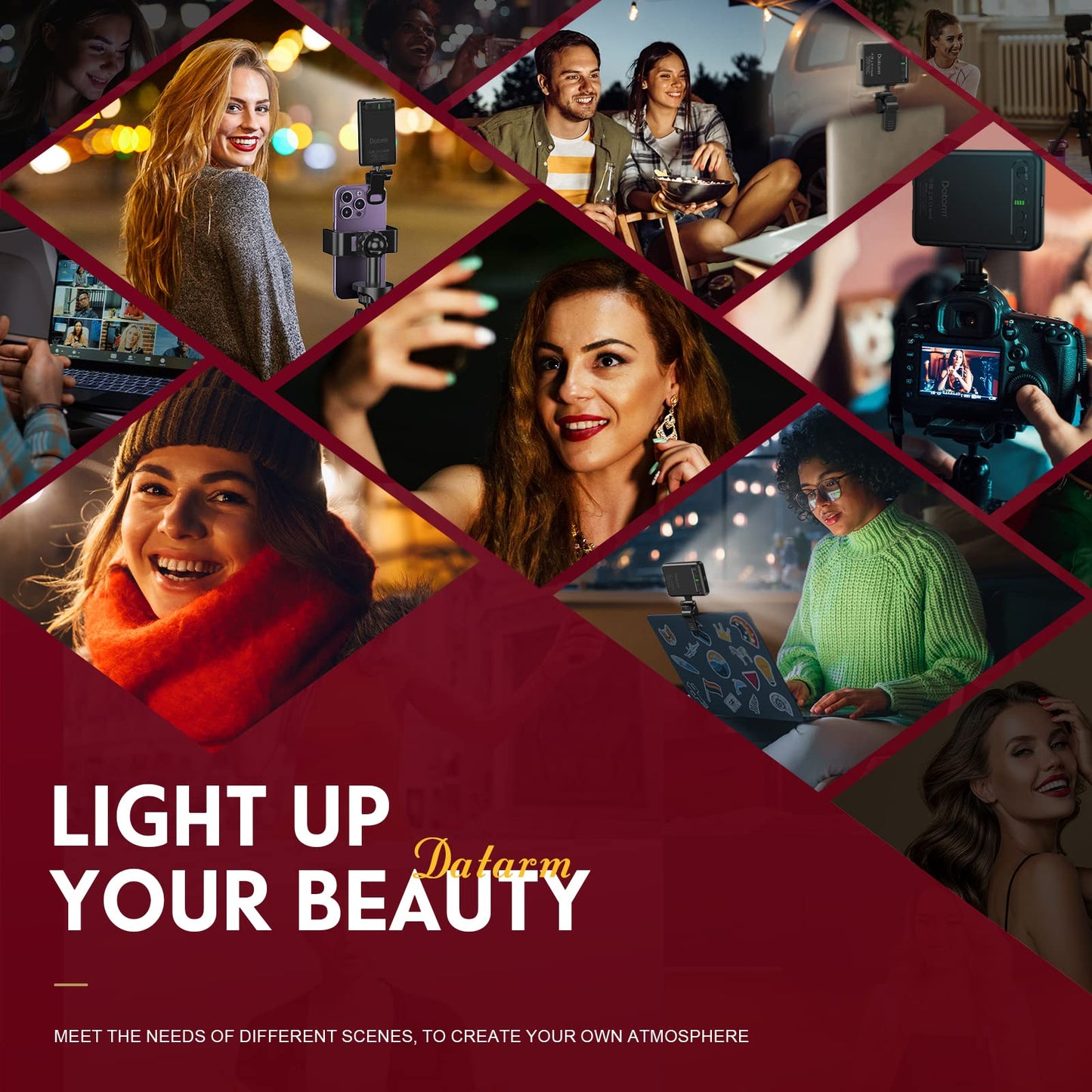 Rechargeable Soft Selfie Light for Phone, Camera, Laptop, 4-14H Battery Portable LED Light for Pictures, Phone Light Clip for Selfie, Vlog, TikTok, Makeup, Video Conference Black