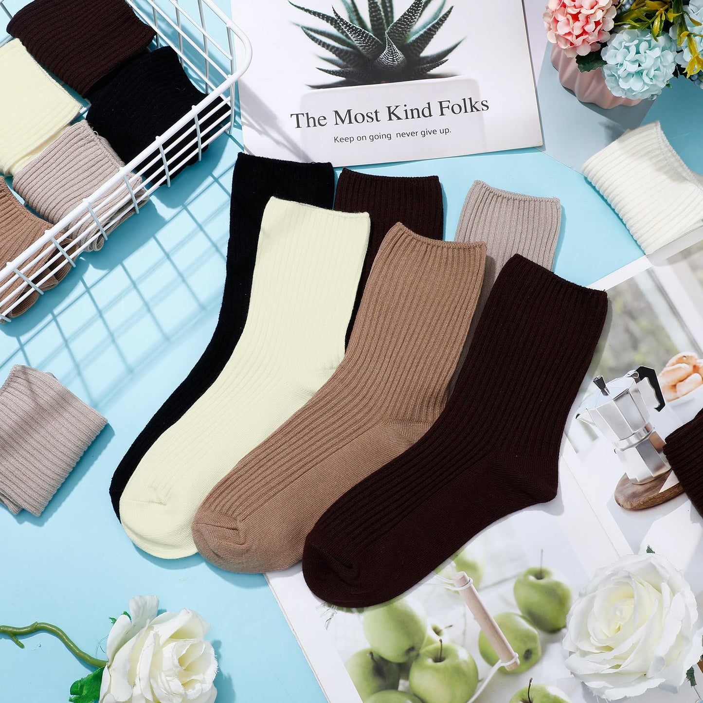 Eurzom 10 Pairs Socks Elastic Ankle Length Cotton Socks Aesthetic Socks Cute Socks Lightweight Low Cut Socks for Women Girl