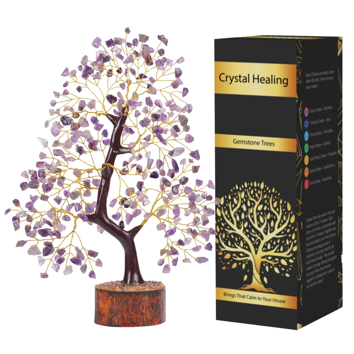 7 Chakra Tree, Crystals and Healing Stones, Chakra Tree of Life Crystal Tree for Positive Energy, Birthday Gifts for Women, Home Office Decor, House Warming Gifts New Home, Spiritual Gifts