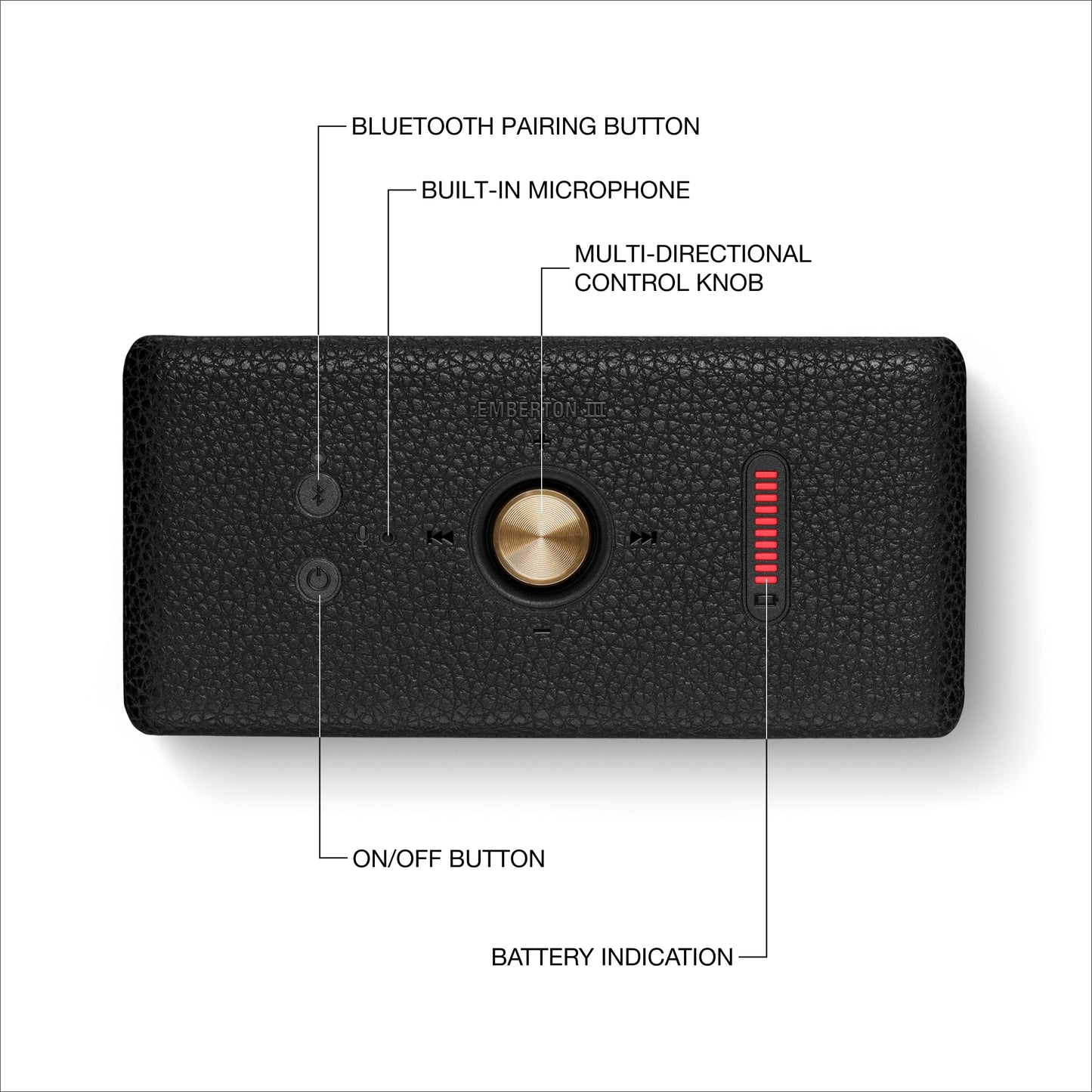 Marshall Emberton II Portable Bluetooth Speaker, Black & Brass