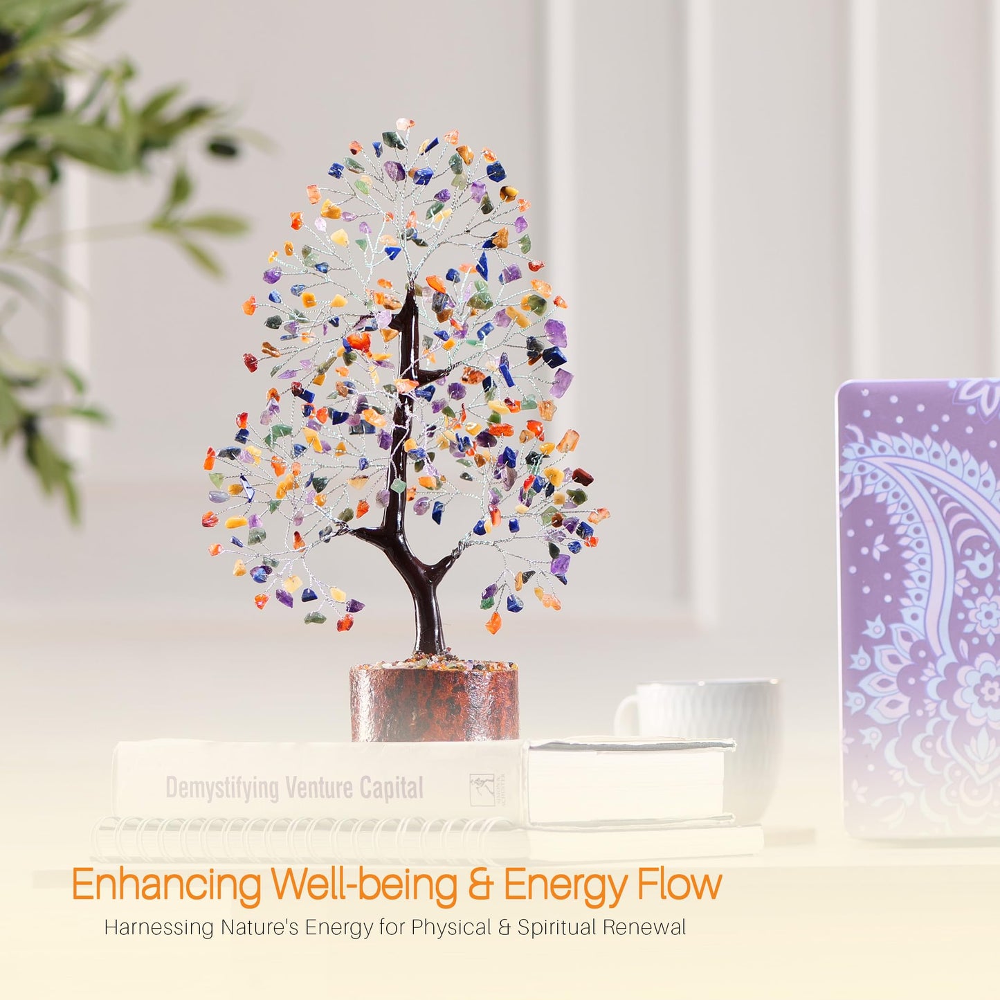 7 Chakra Tree, Crystals and Healing Stones, Chakra Tree of Life Crystal Tree for Positive Energy, Birthday Gifts for Women, Home Office Decor, House Warming Gifts New Home, Spiritual Gifts