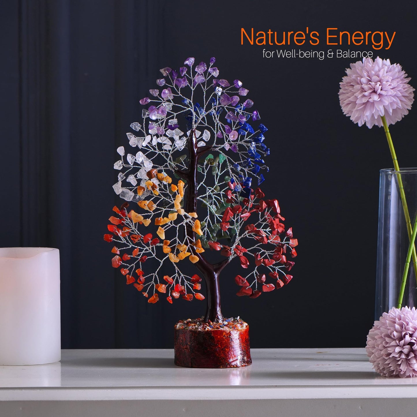 7 Chakra Tree, Crystals and Healing Stones, Chakra Tree of Life Crystal Tree for Positive Energy, Birthday Gifts for Women, Home Office Decor, House Warming Gifts New Home, Spiritual Gifts