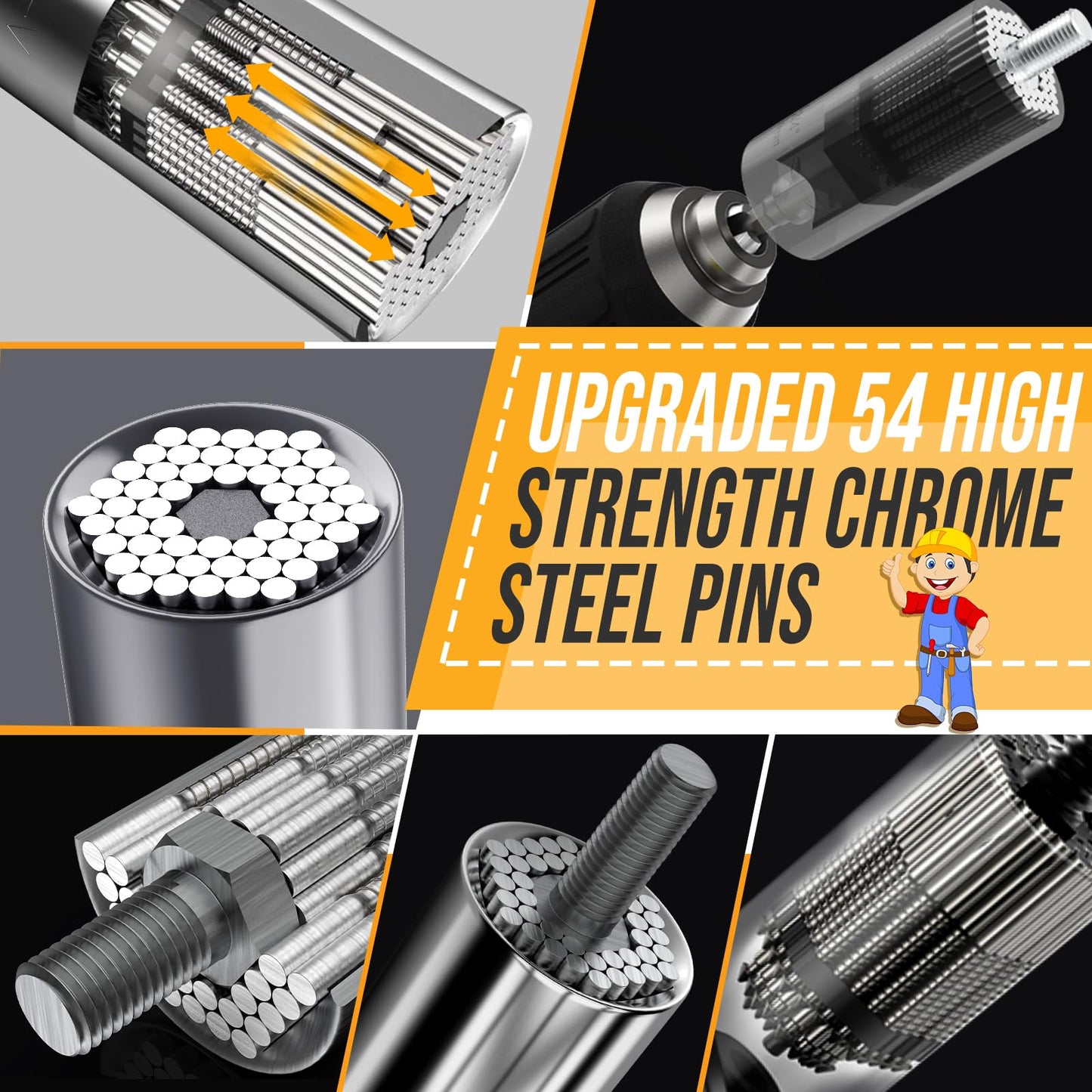 Stocking Stuffers for Men Adults Tools, Super Universal Socket Gifts for Men Grip Socket Set with Power Drill Adapter, Cool Gadgets Christmas Gift for Dad Men Husband Boyfriend Him Who Have Everything