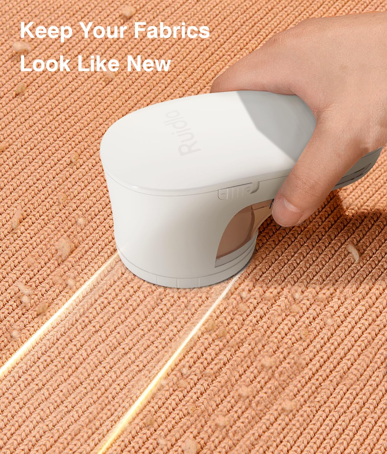 Fabric Shaver Lint Remover, Sweater Shaver with Replaceable Stainless Steel 6-Leaf Blades, Fabric Defuzzer for Clothes Fuzz, Lint Balls - Battery Operated