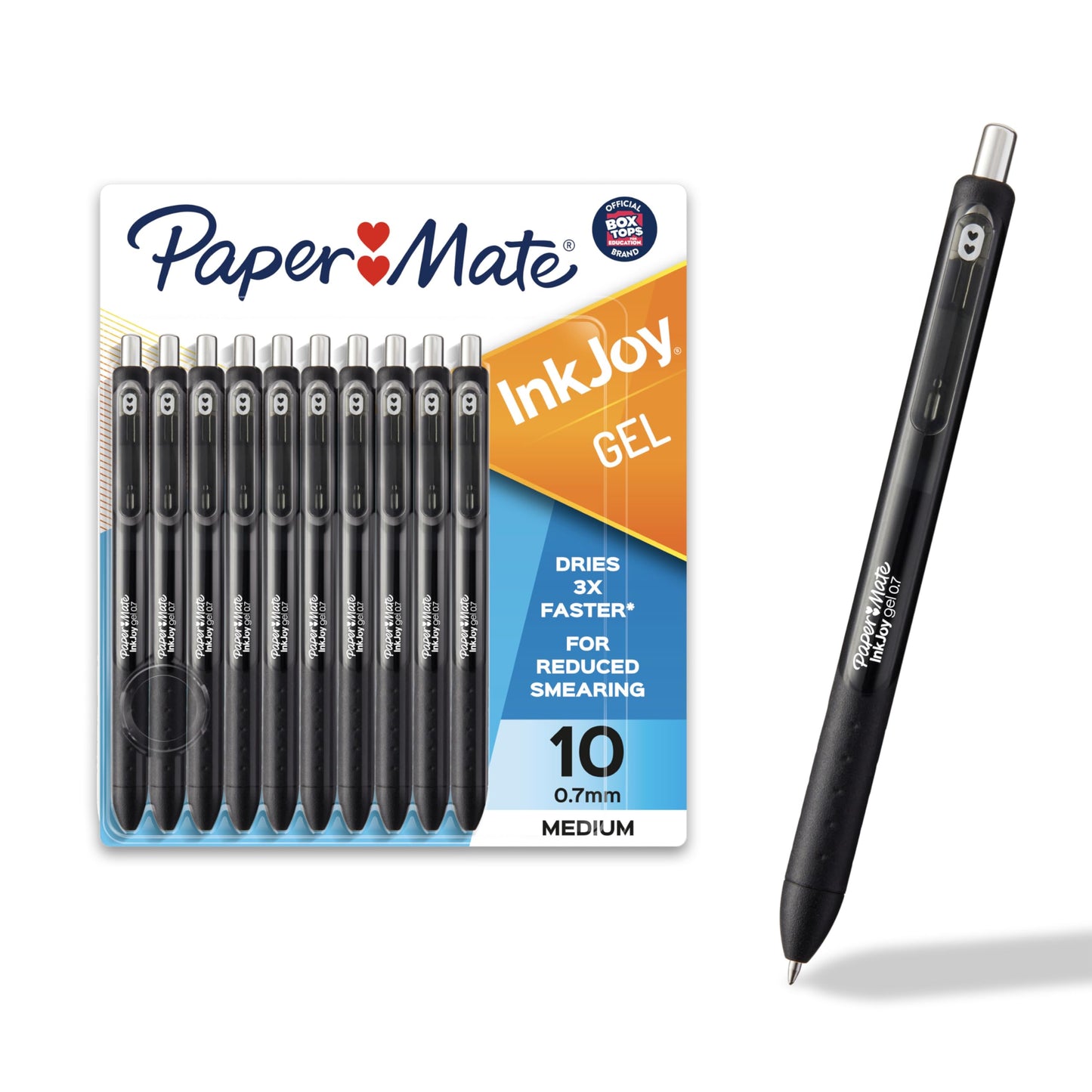 Paper Mate InkJoy Black Gel Pens, Medium Point (0.7 mm), Comfort Grip, 10 Count, Fast Dry Ink, Ideal for Smooth Writing