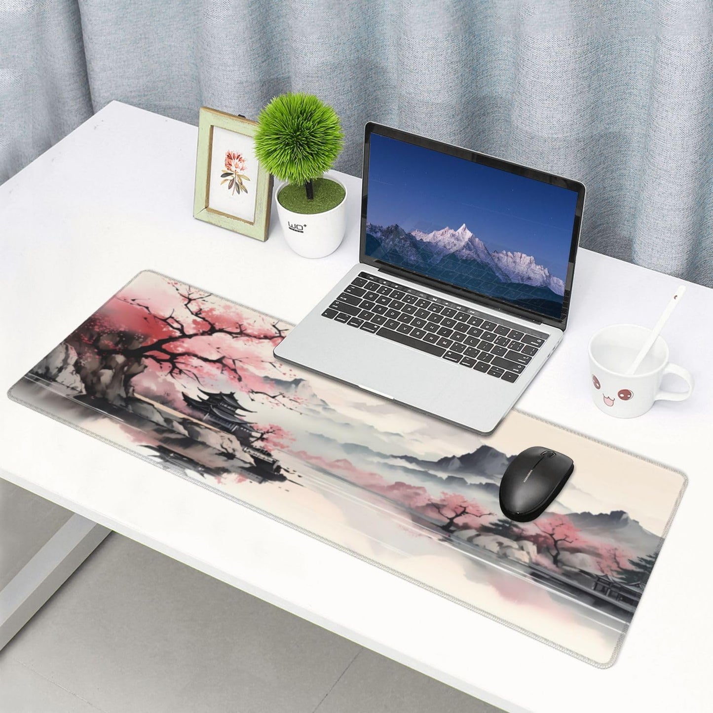Japanese Mouse Pad, Large Japanese Desk Mat, XL Anime Gaming Keyboard Mat, Non-Slip Rubber Base, Big Extended Desk Protector for Home Office, 31.5”x11.8”