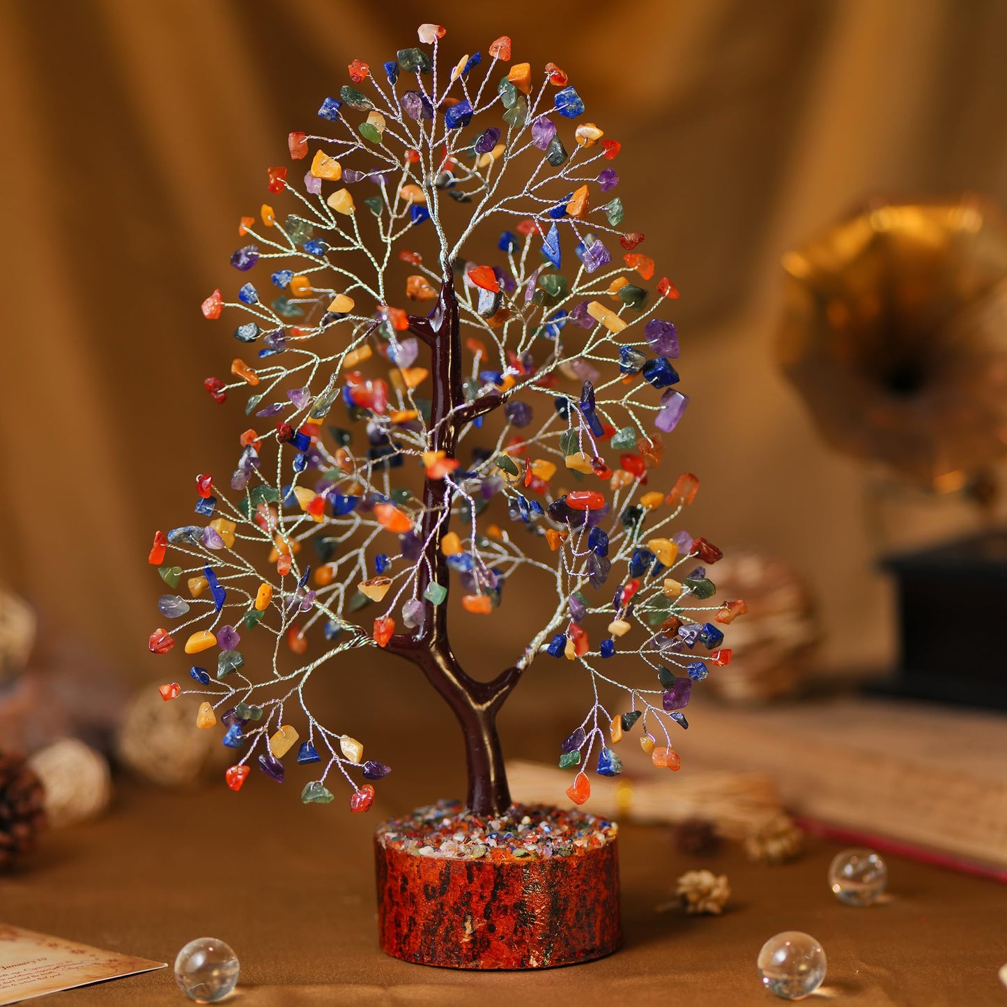 7 Chakra Tree, Crystals and Healing Stones, Chakra Tree of Life Crystal Tree for Positive Energy, Birthday Gifts for Women, Home Office Decor, House Warming Gifts New Home, Spiritual Gifts