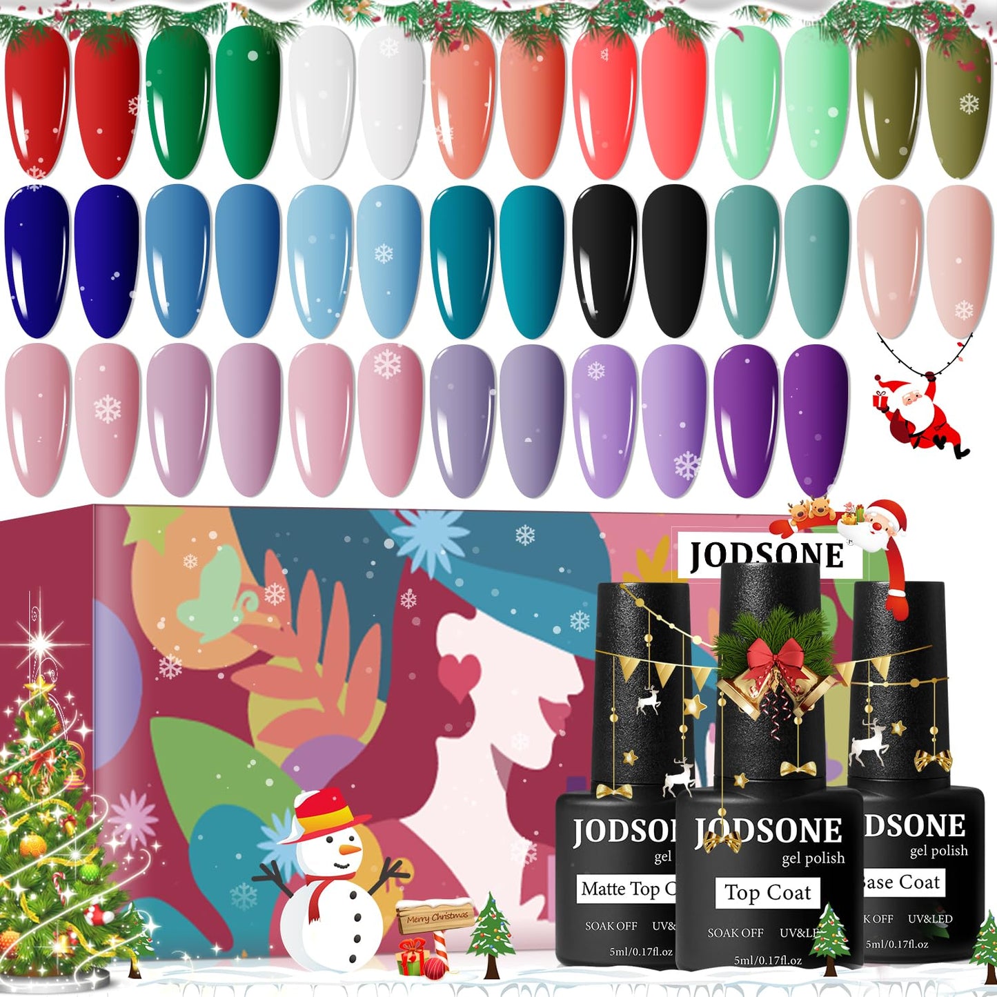 JODSONE 23 PCS Gel Nail Polish Kit with U V Light Popular Color with Durable Base Coat Matte Glossy Top Coat