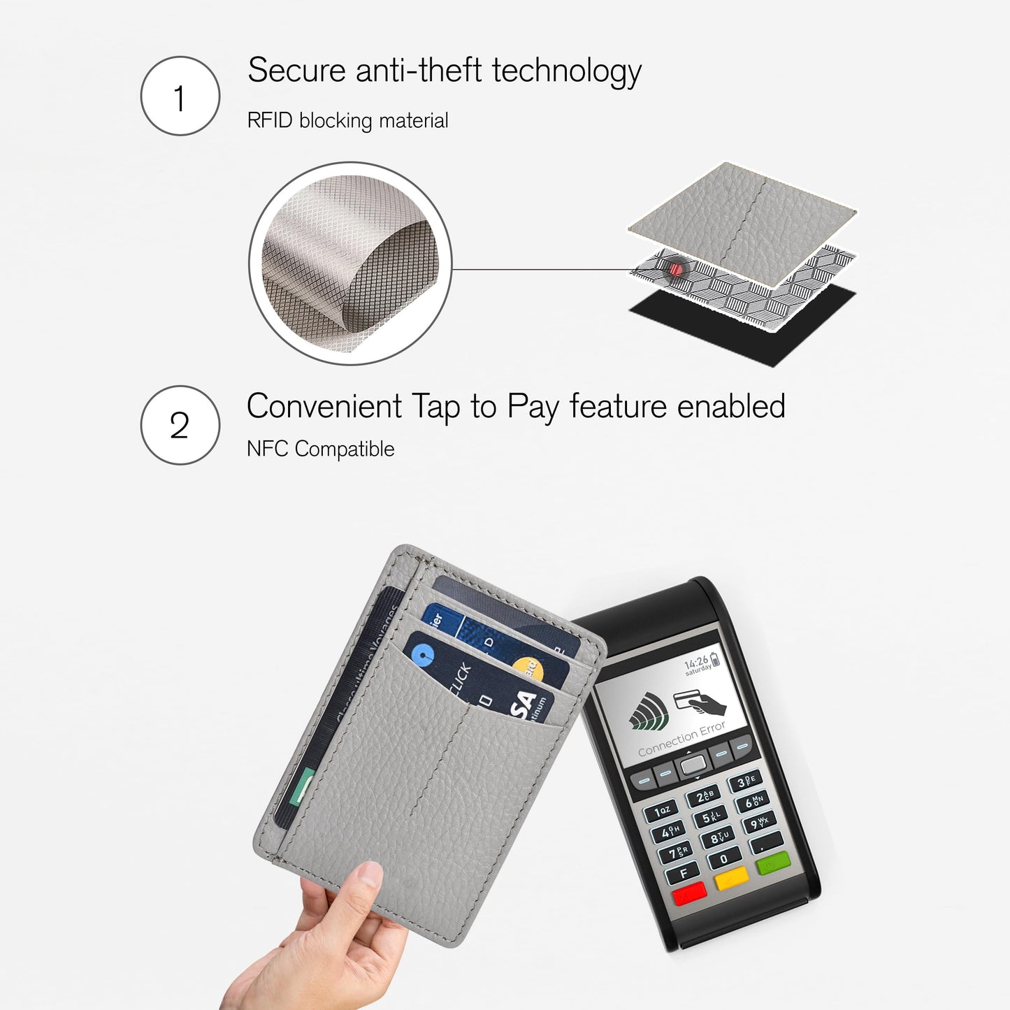 Leather Minimalist Wallet for Men & Women RFID Front Pocket Leather Card Holder Wallets