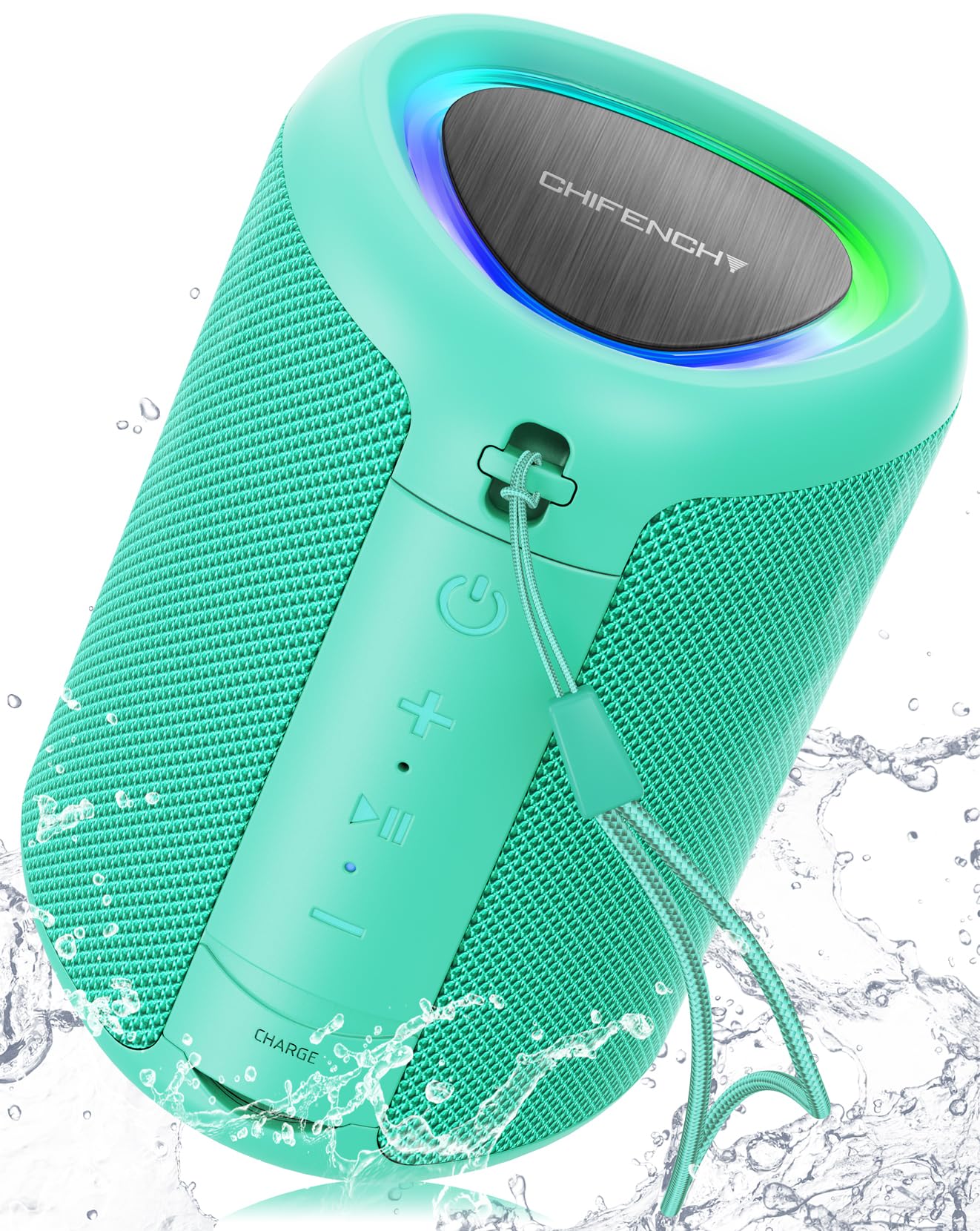 Portable Bluetooth Speaker with Lights, Powerful Crystal Clear Sound, IPX5 Waterproof, All Day Playtime, AUX&TF-Card Input, Bluetooth 5.3, TWS Paring, Small Wireless Speaker for Outdoor, Gift Ideas