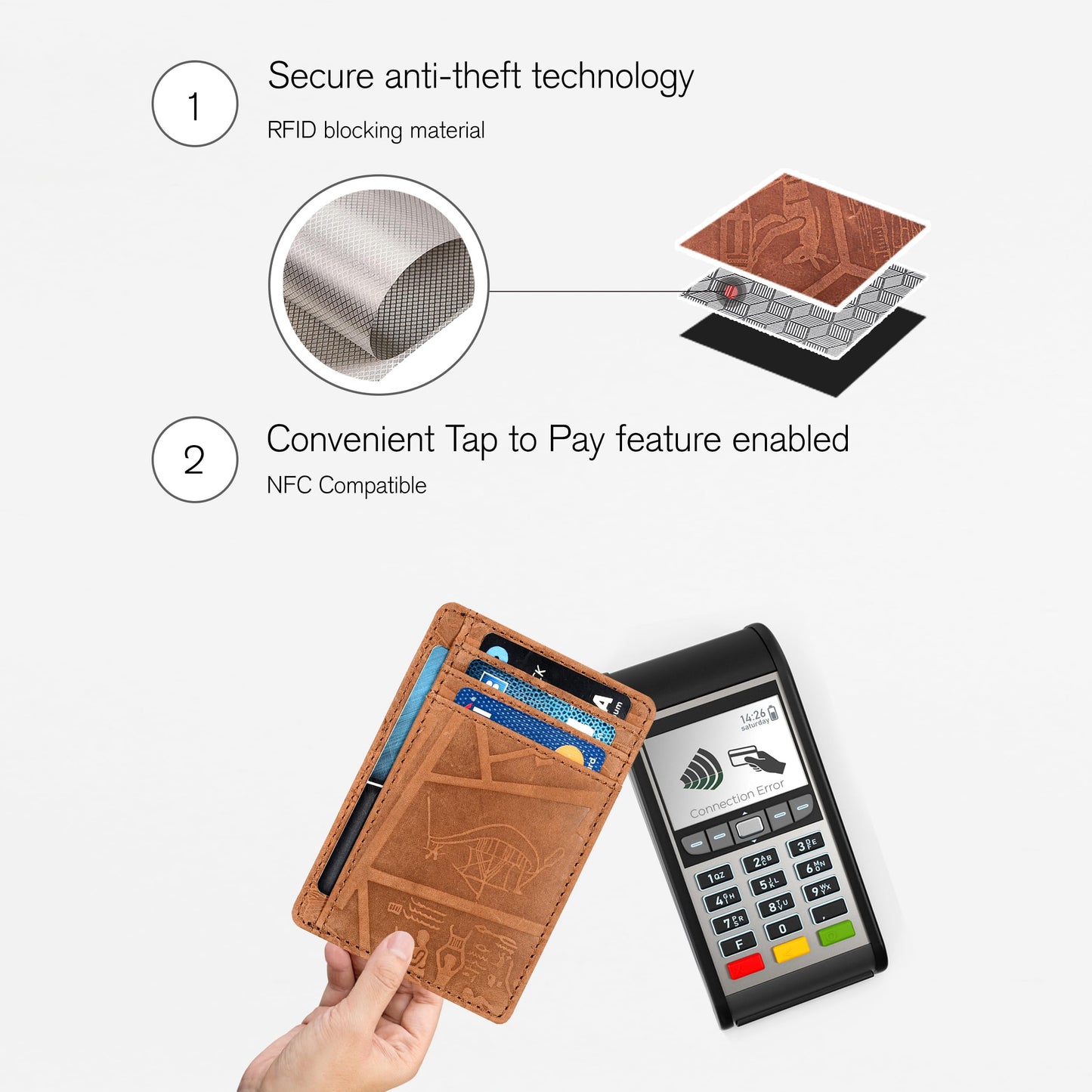 Leather Minimalist Wallet for Men & Women RFID Front Pocket Leather Card Holder Wallets