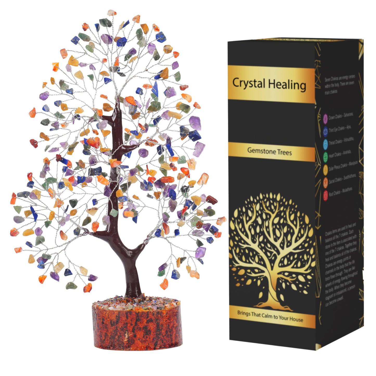 7 Chakra Tree, Crystals and Healing Stones, Chakra Tree of Life Crystal Tree for Positive Energy, Birthday Gifts for Women, Home Office Decor, House Warming Gifts New Home, Spiritual Gifts