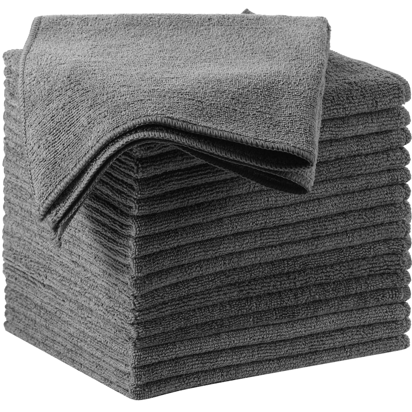 Oudain 200Pcs 16x16 Inch Microfiber Cleaning Cloth Towels for Car, Highly Absorbent Cleaning Rag Washable Reusable Multi-Purpose Wiper Cloths for Wash Car Home Pet Drying Dusting (Gray)