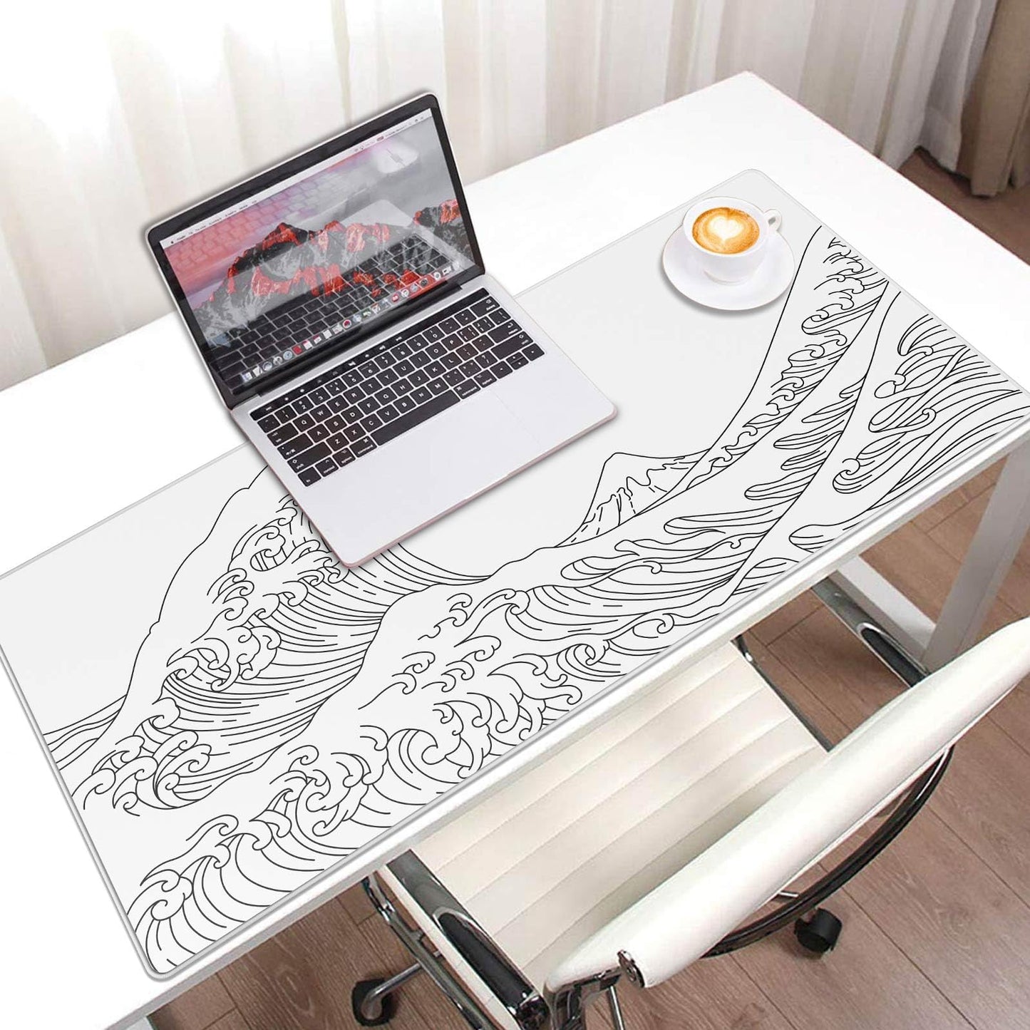 JIALONG Mouse Pad Large Gaming Desk Mat Extended Mousepad with Personalized Design Keyboard Pad for Laptop, Computer and PC - 35.4 x 15.7 inches Black World Map