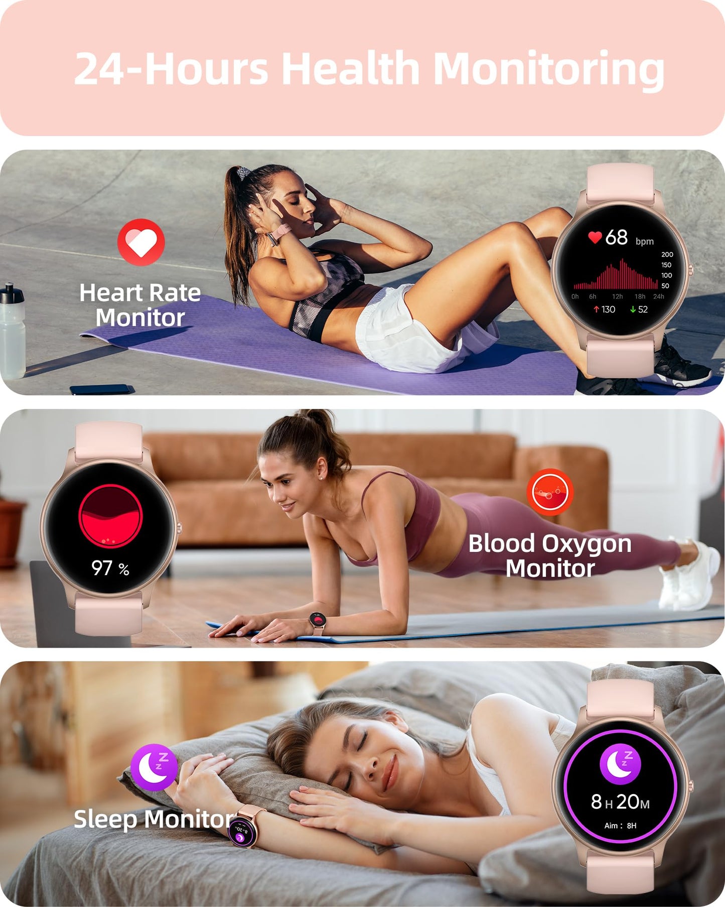 Parsonver Smart Watch for Men Women(Answer/Make Calls), HD Screen Fitness Tracker IP68 Waterproof 100+ Sport Modes, Heart Rate Sleep Monitor, Pedometer, Smartwatch for Android Phones/iPhone Compatible