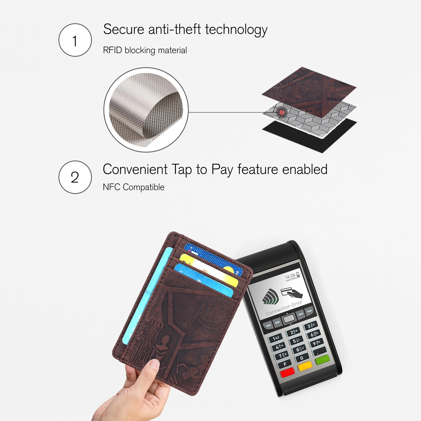 Leather Minimalist Wallet for Men & Women RFID Front Pocket Leather Card Holder Wallets