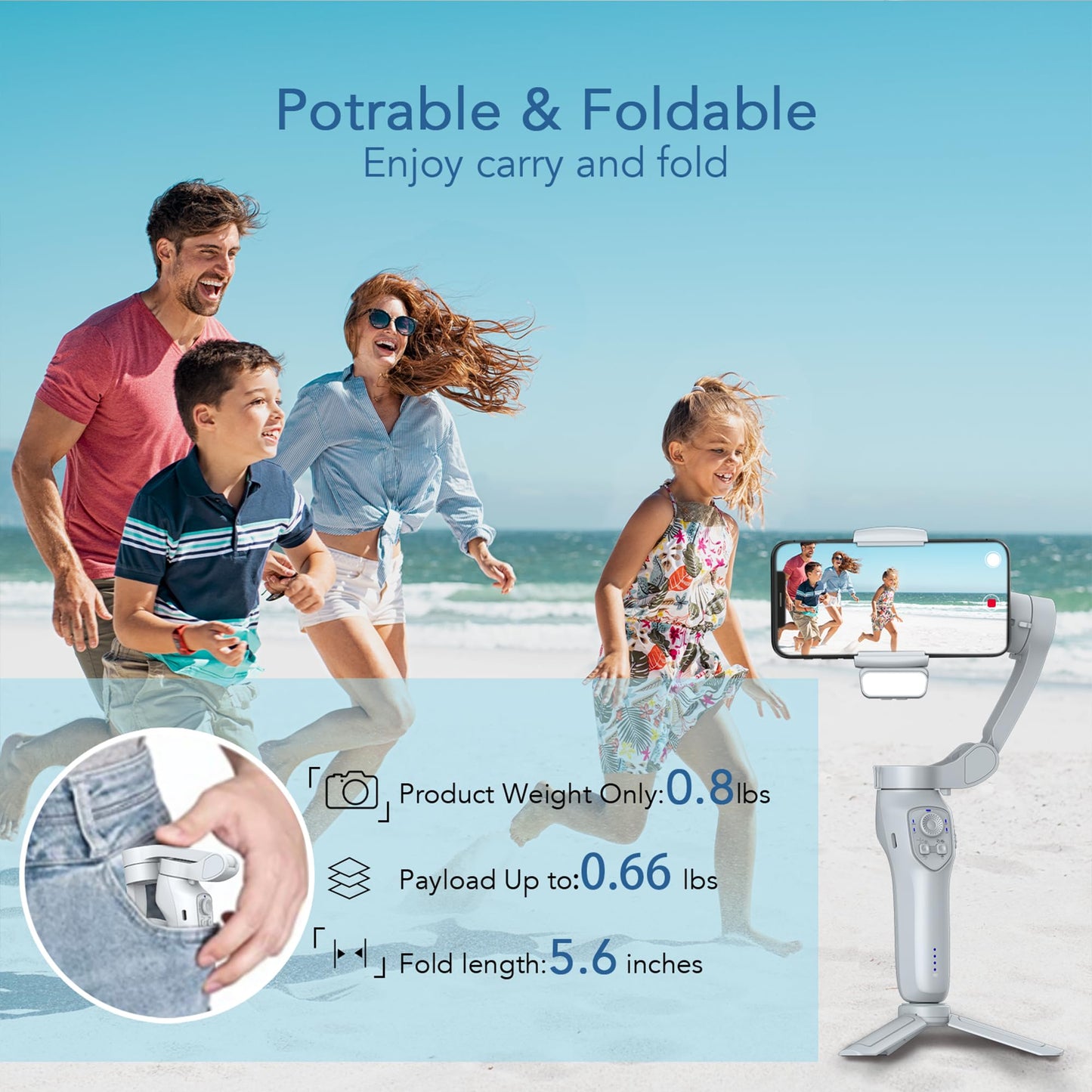 3-Axis Phone Gimbal with Magnetic AI Active Tracker,Gimbal Stabilizer for Smartphone with Fill Light,Phone Stabilizer for Video Recording,Gimbal for Android&iPhone,TikTok YouTube Vlogging Kit
