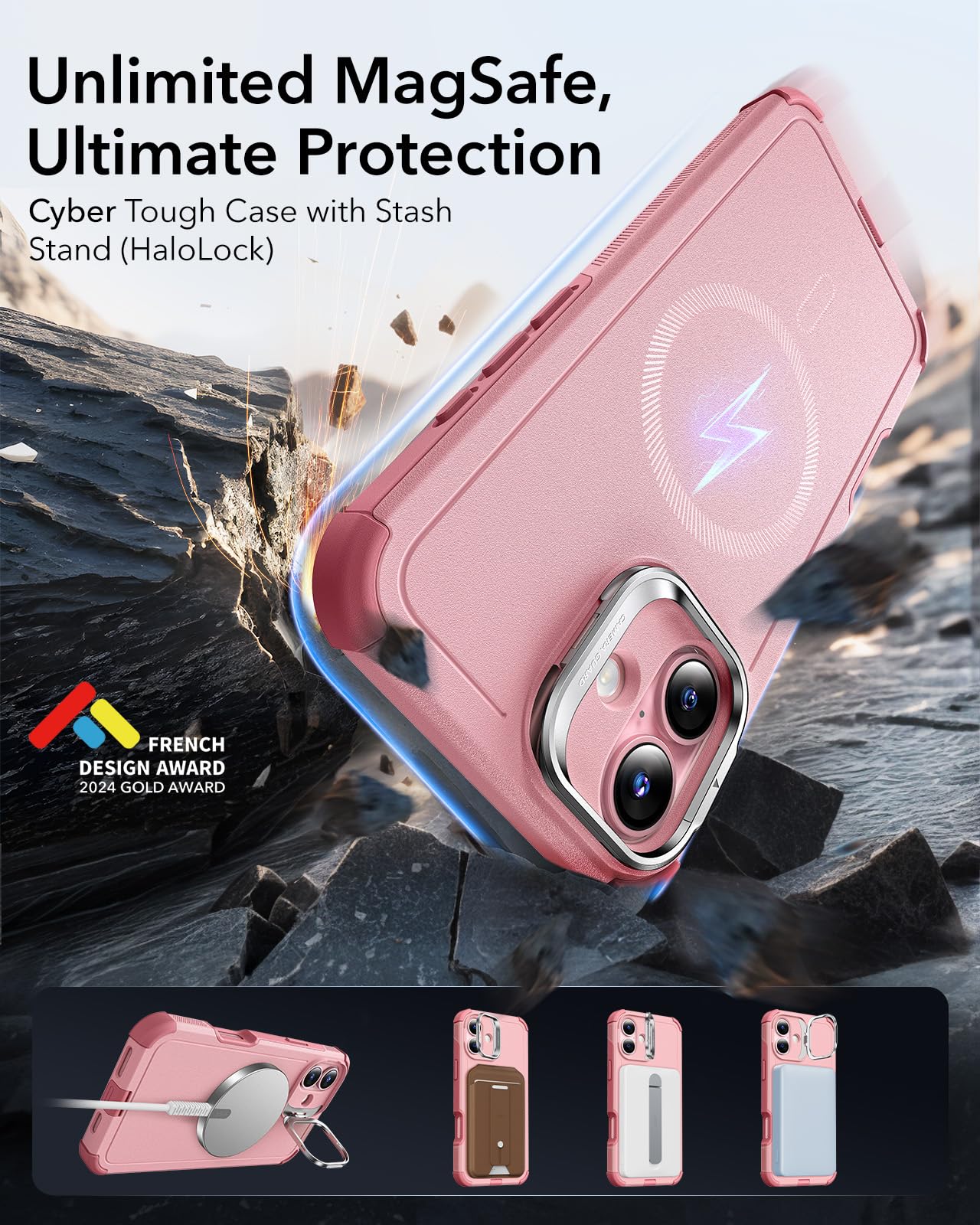 ESR Air Armor Case, Compatible with iPhone 13 Pro Max Case, Military-Grade Drop Protection, Shock-Absorbing Corners, Yellowing-Resistant Hard Back, Scratch Resistant, Clear