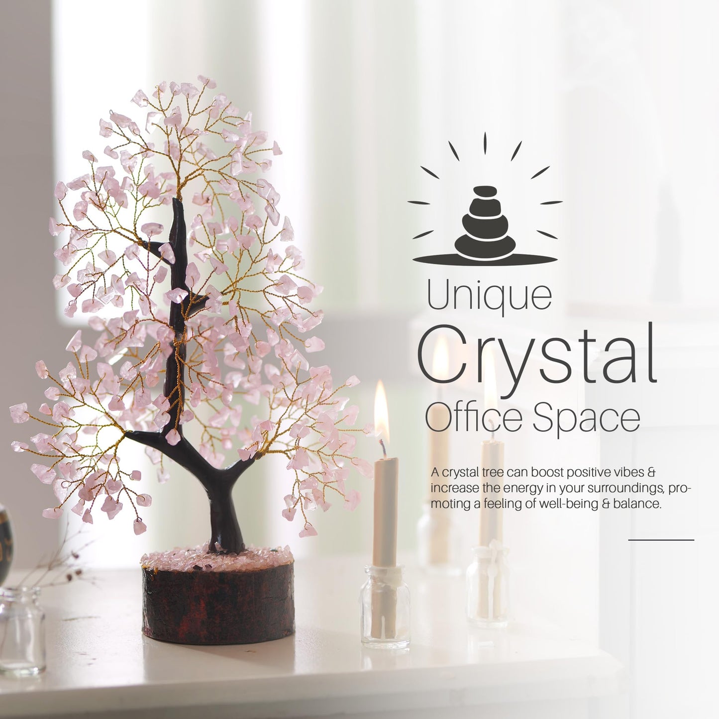 7 Chakra Tree, Crystals and Healing Stones, Chakra Tree of Life Crystal Tree for Positive Energy, Birthday Gifts for Women, Home Office Decor, House Warming Gifts New Home, Spiritual Gifts