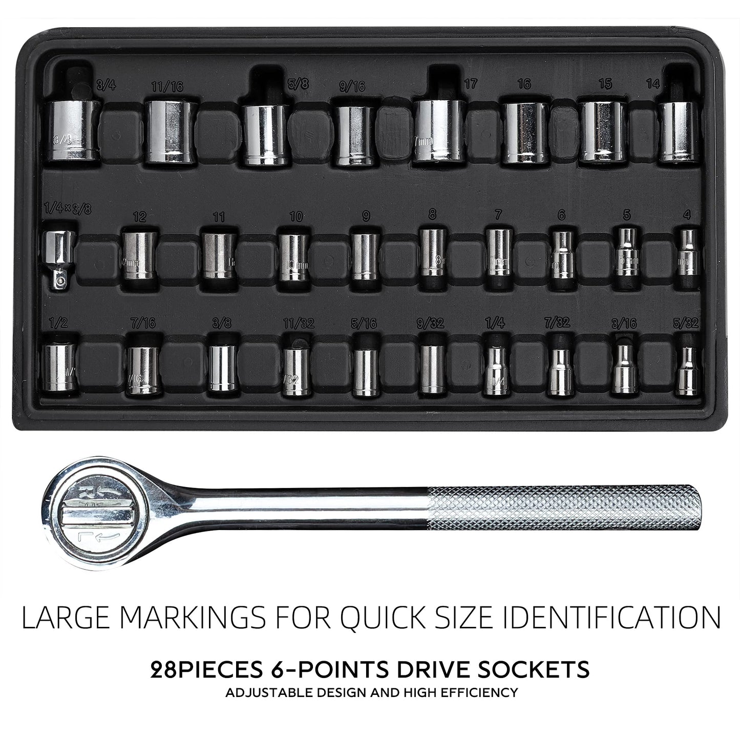 CARTMAN 205 Piece Ratchet Wrench Tool Set 1/4" & 3/8" & 1/2" Drive with SAE/Metric Sockets Kit in Plastic Toolbox