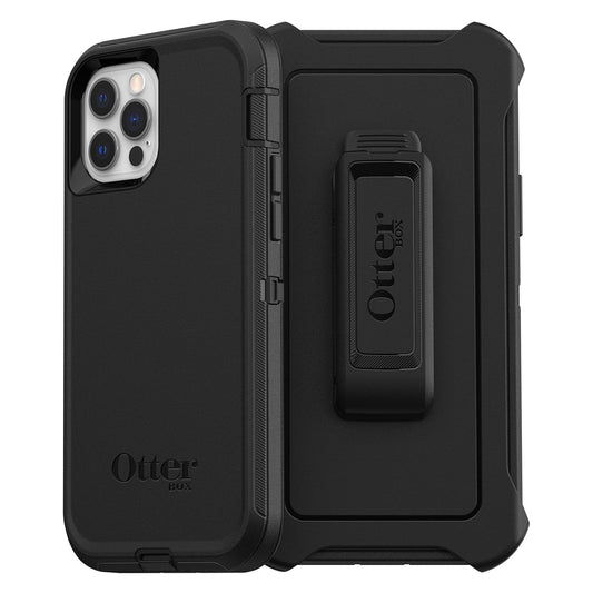 OtterBox iPhone 12 & iPhone 12 Pro Defender Series Case - Black, Rugged & Durable, with Port Protection, Includes Holster Clip Kickstand