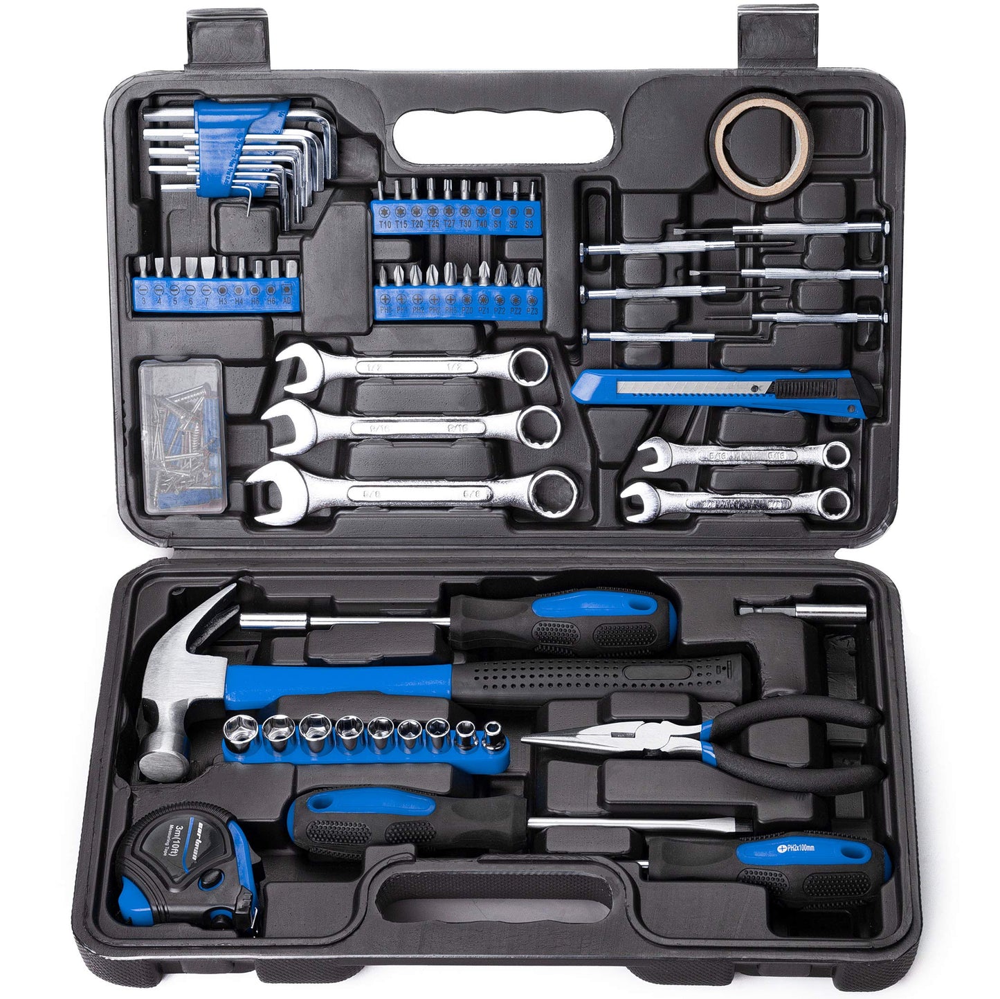 CARTMAN 148Piece Tool Set General Household Hand Tool Kit with Plastic Toolbox Storage Case Blue