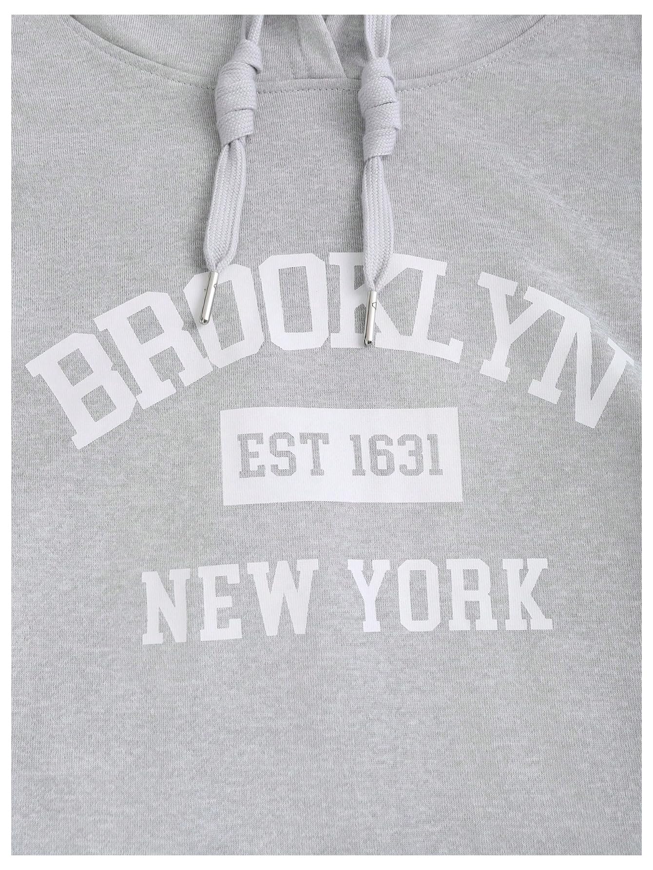 SOLY HUX Graphic Hoodies for Women Letter Print Drawstring Hooded Sweatshirt Long Sleeve Fall Pullover Tops with Pocket