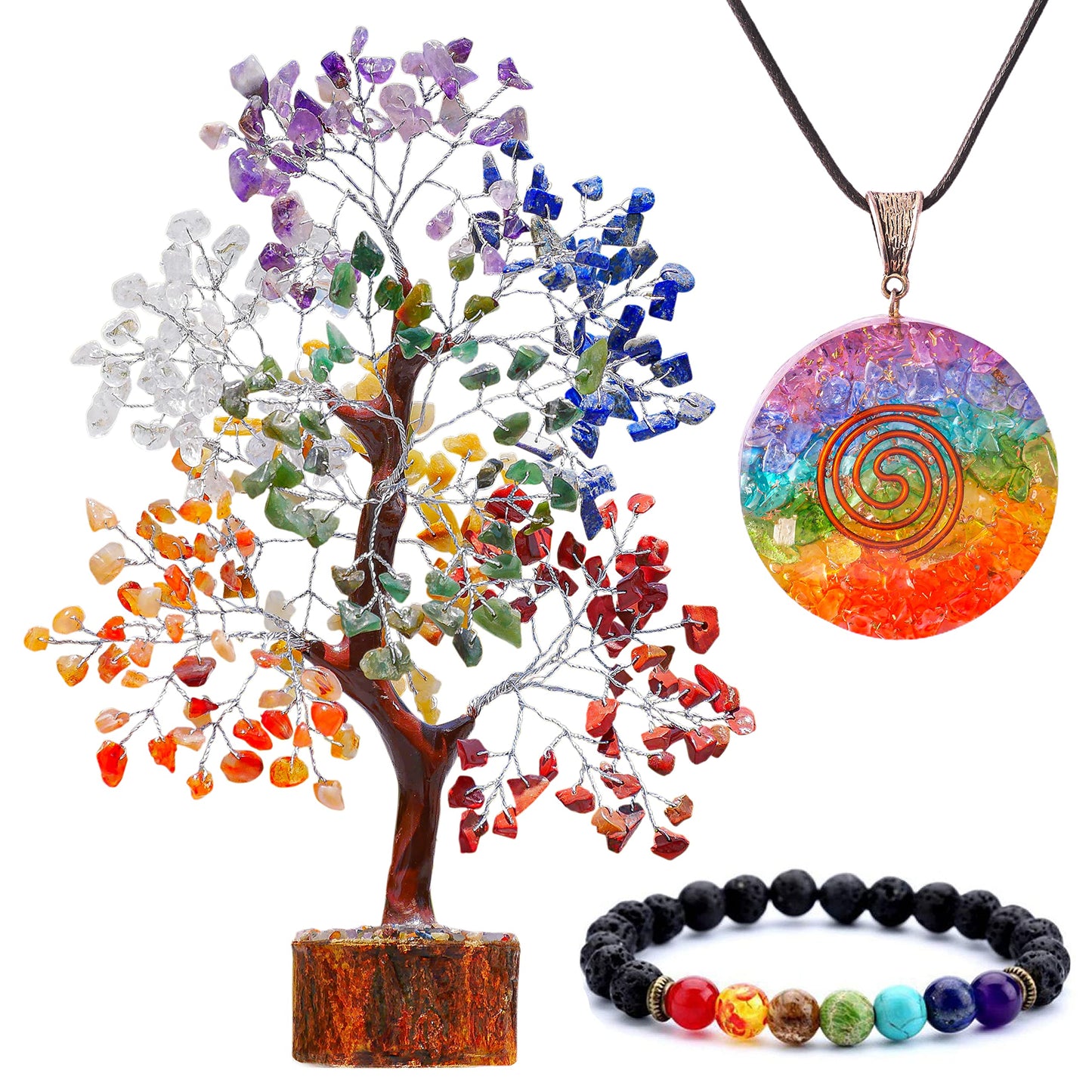 7 Chakra Tree, Crystals and Healing Stones, Chakra Tree of Life Crystal Tree for Positive Energy, Birthday Gifts for Women, Home Office Decor, House Warming Gifts New Home, Spiritual Gifts