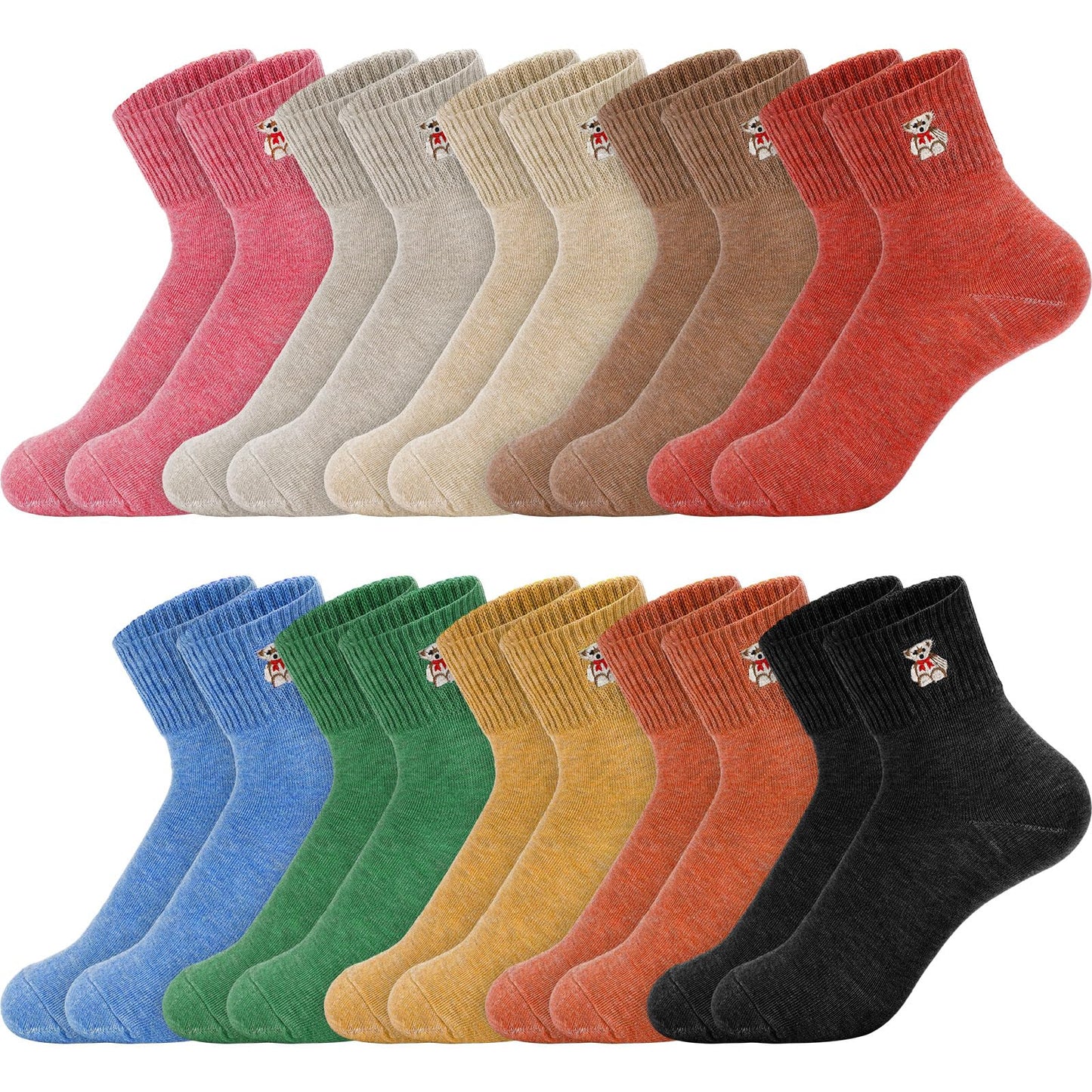 Eurzom 10 Pairs Socks Elastic Ankle Length Cotton Socks Aesthetic Socks Cute Socks Lightweight Low Cut Socks for Women Girl