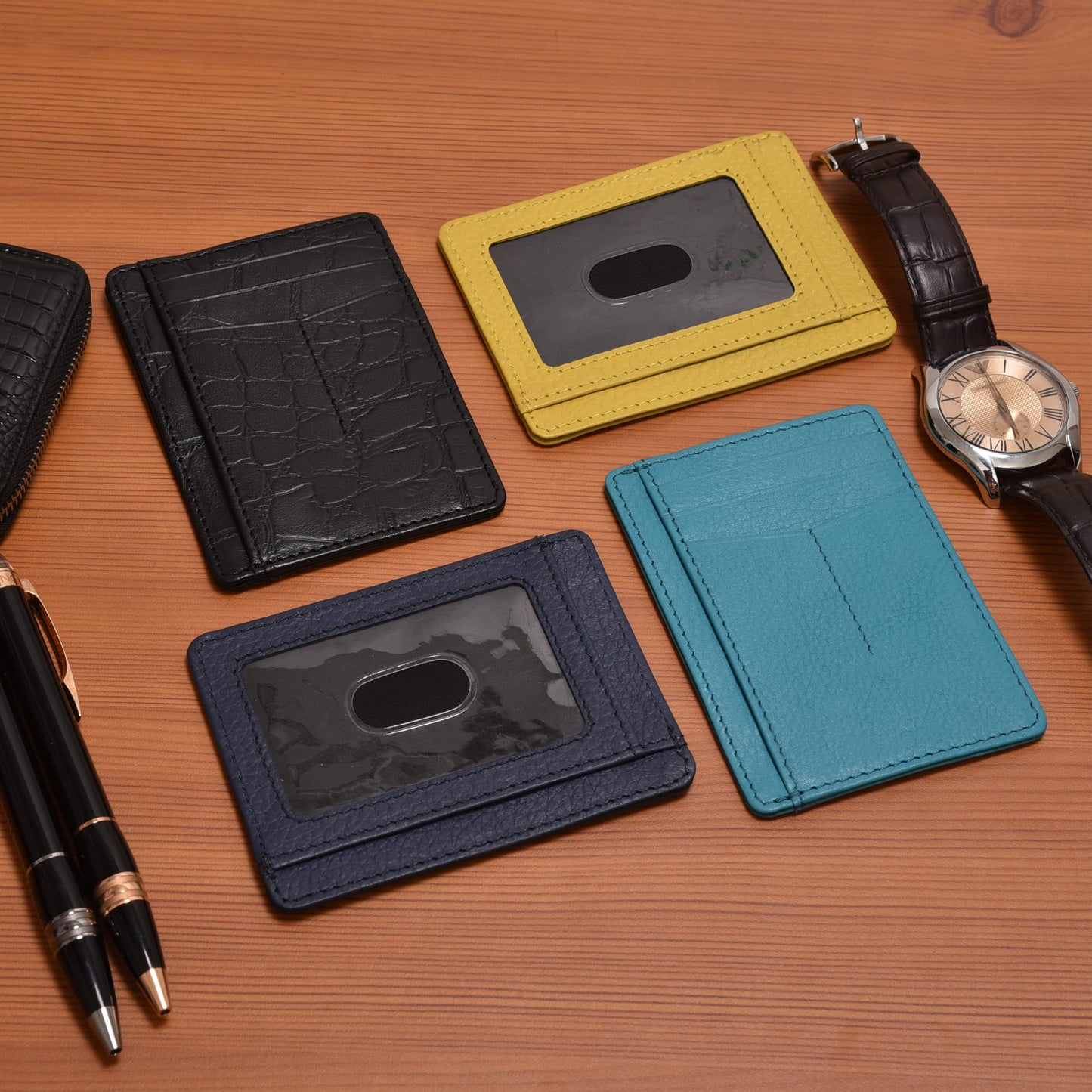 Leather Minimalist Wallet for Men & Women RFID Front Pocket Leather Card Holder Wallets