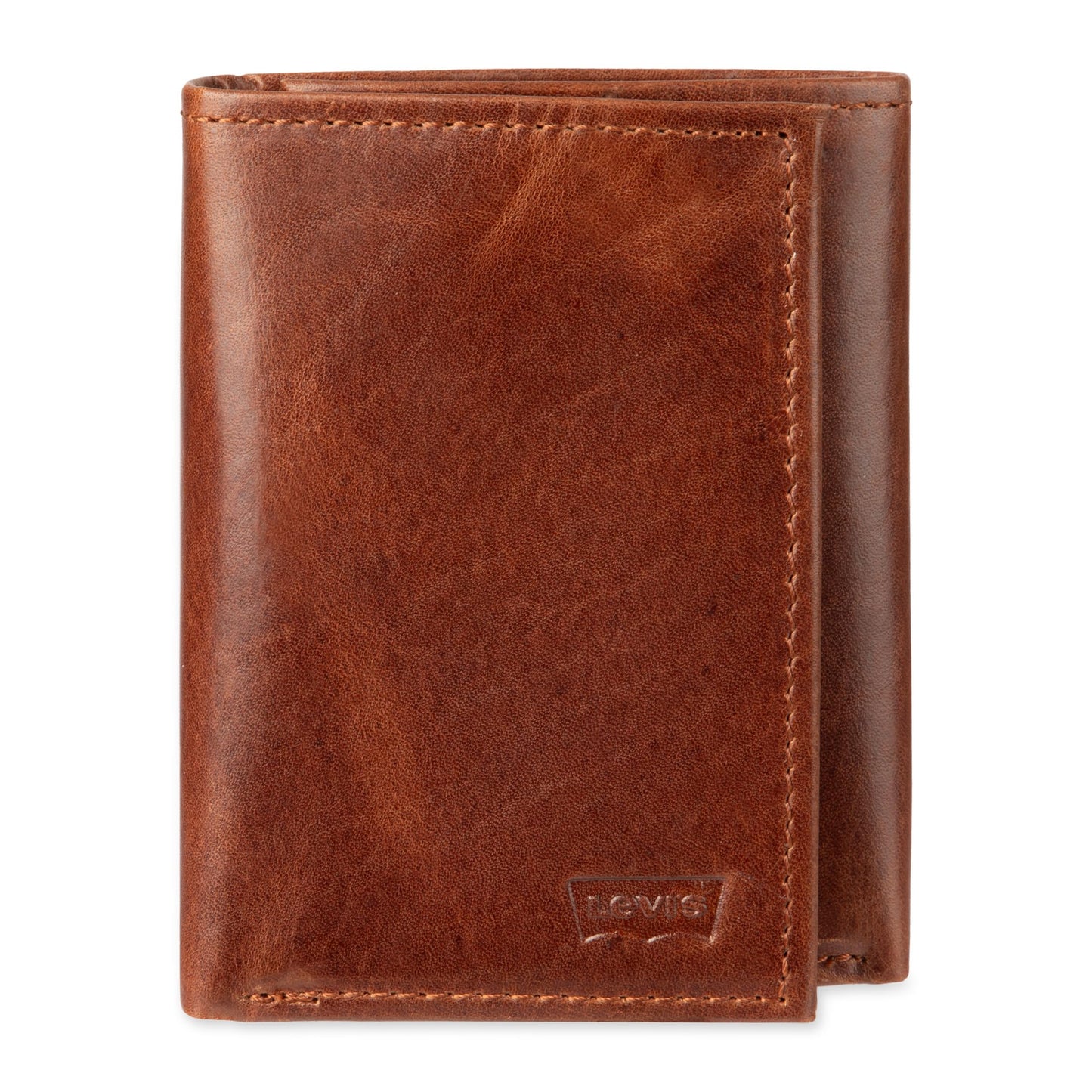Levi's Men's Trifold Wallet-Sleek and Slim Includes Id Window and Credit Card Holder, Brown Stitch, One Size