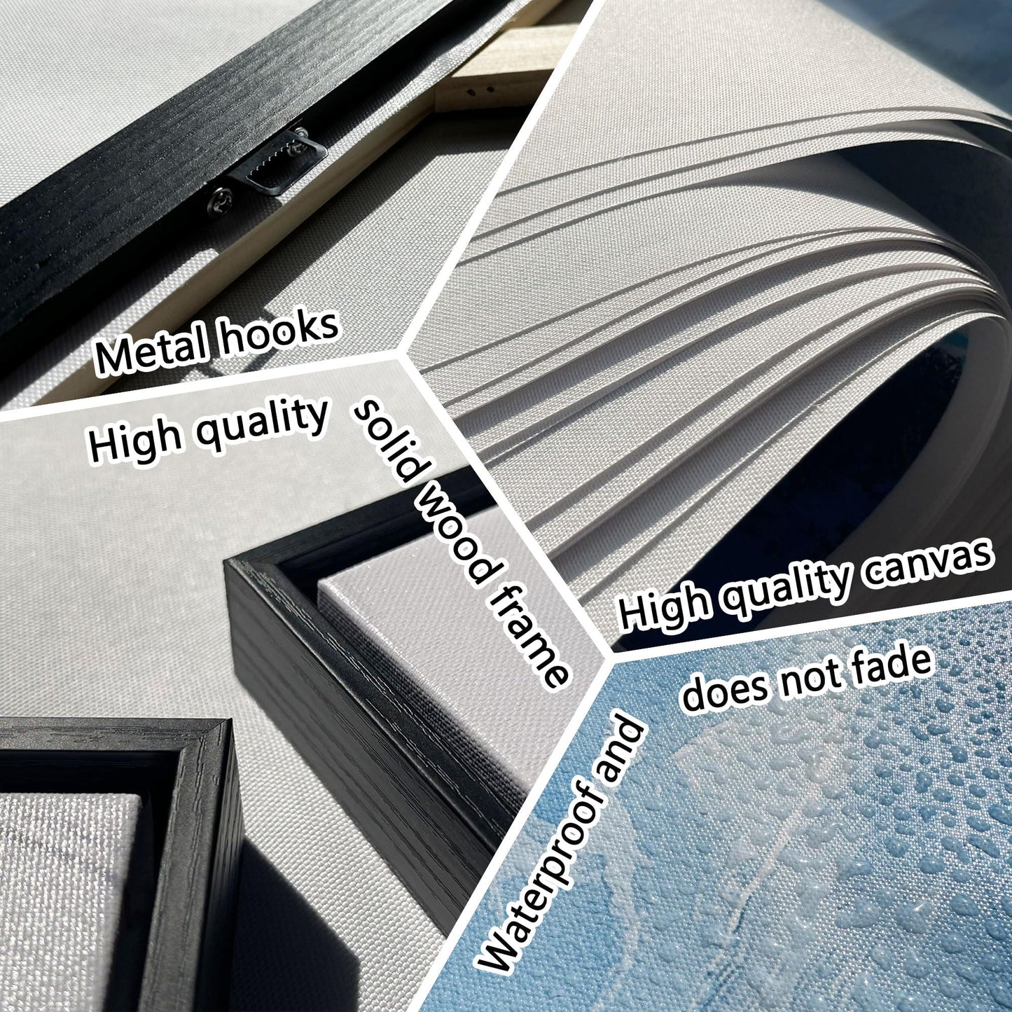 yiijeah Wall Art for Living Room - Framed Picture Artwork for Walls - Blue Wall Art 24x48 Inches Contemporary Abstract Wall Art Prints Canvas Painting Large Size Wall Art for Bedroom Office