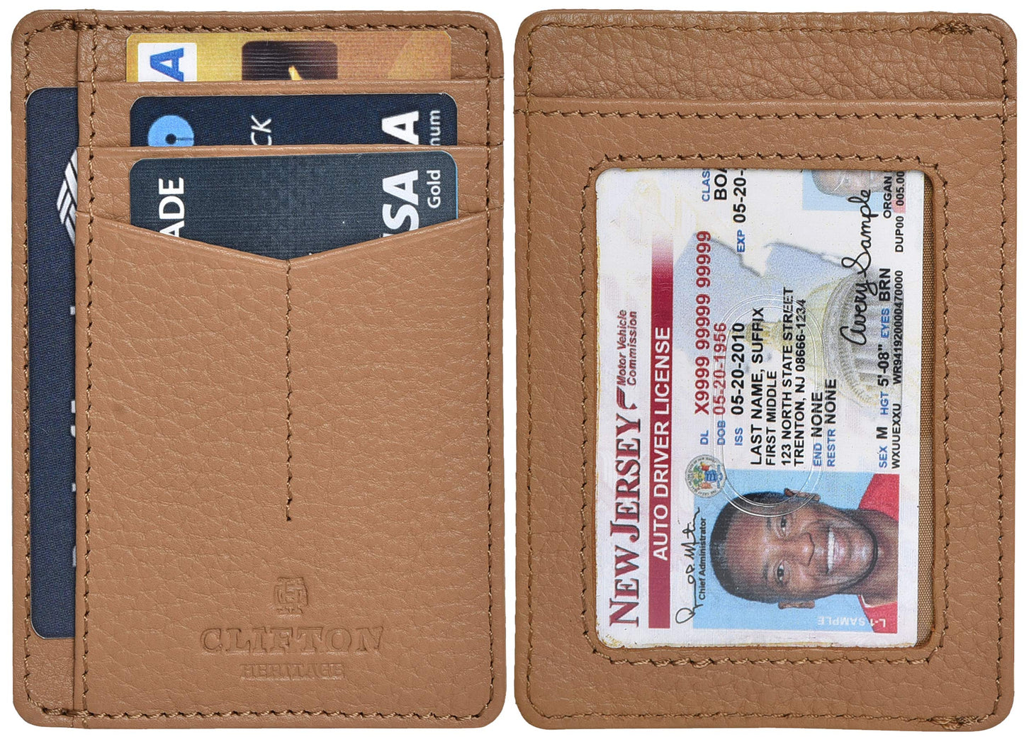 Leather Minimalist Wallet for Men & Women RFID Front Pocket Leather Card Holder Wallets