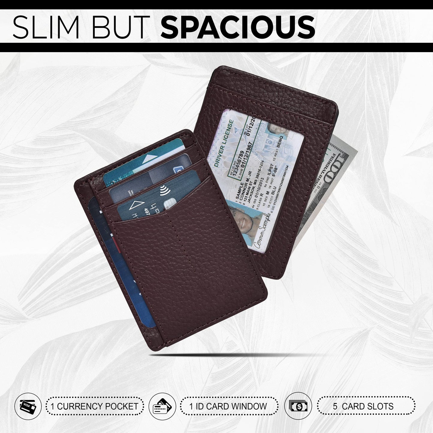 Leather Minimalist Wallet for Men & Women RFID Front Pocket Leather Card Holder Wallets