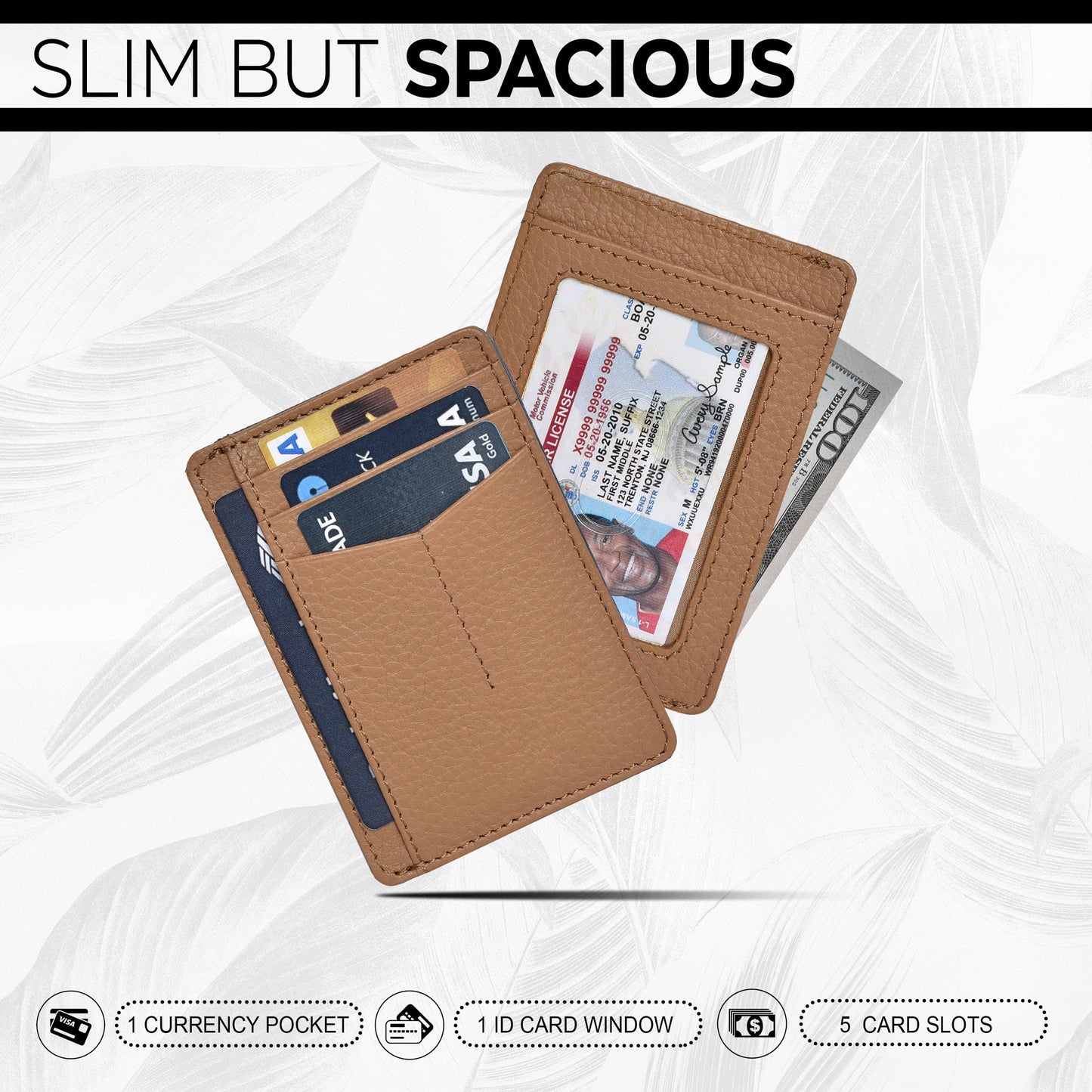 Leather Minimalist Wallet for Men & Women RFID Front Pocket Leather Card Holder Wallets