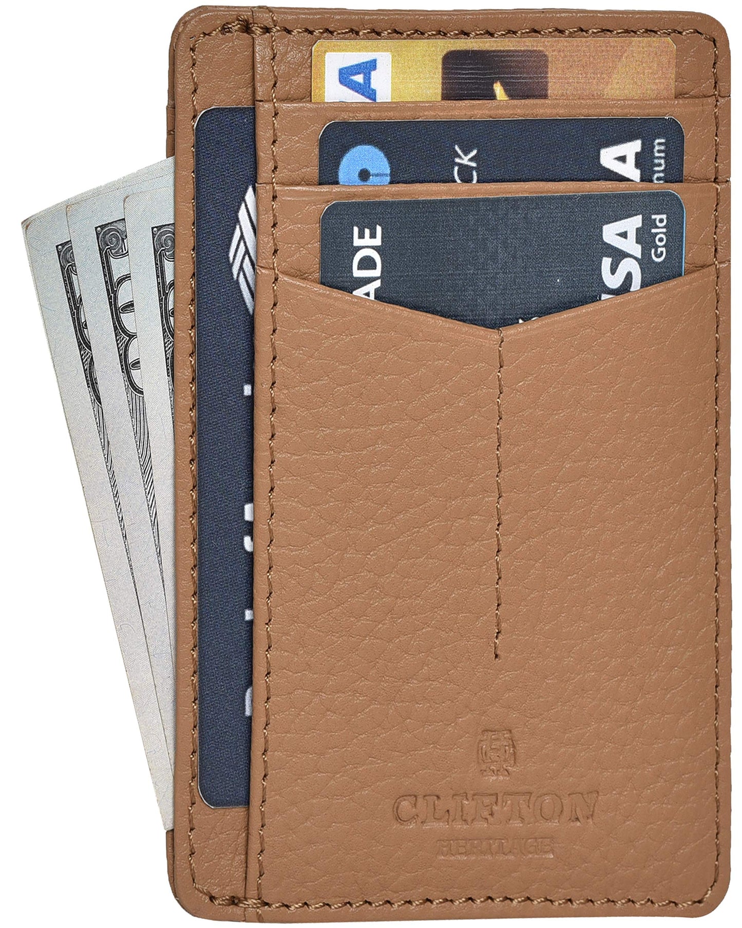 Leather Minimalist Wallet for Men & Women RFID Front Pocket Leather Card Holder Wallets