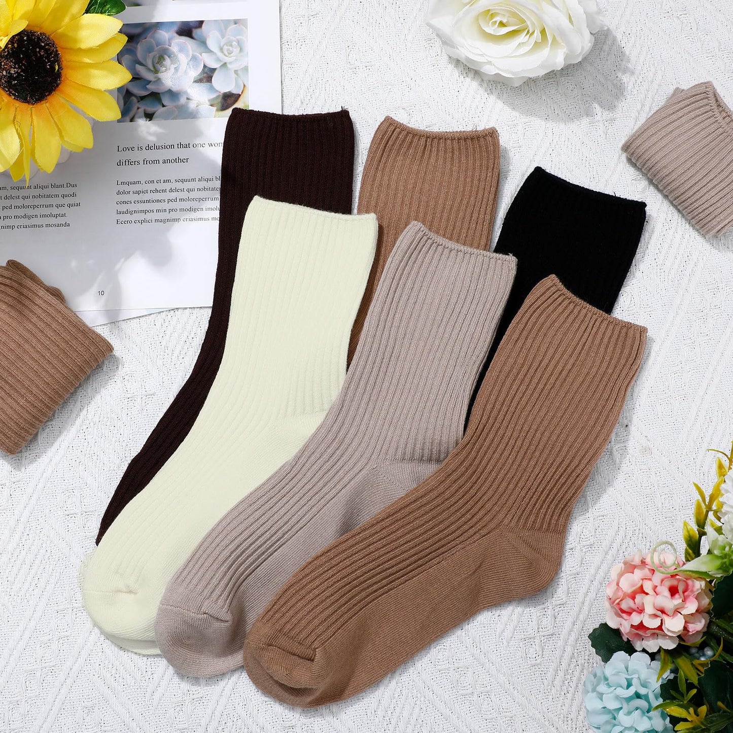 Eurzom 10 Pairs Socks Elastic Ankle Length Cotton Socks Aesthetic Socks Cute Socks Lightweight Low Cut Socks for Women Girl